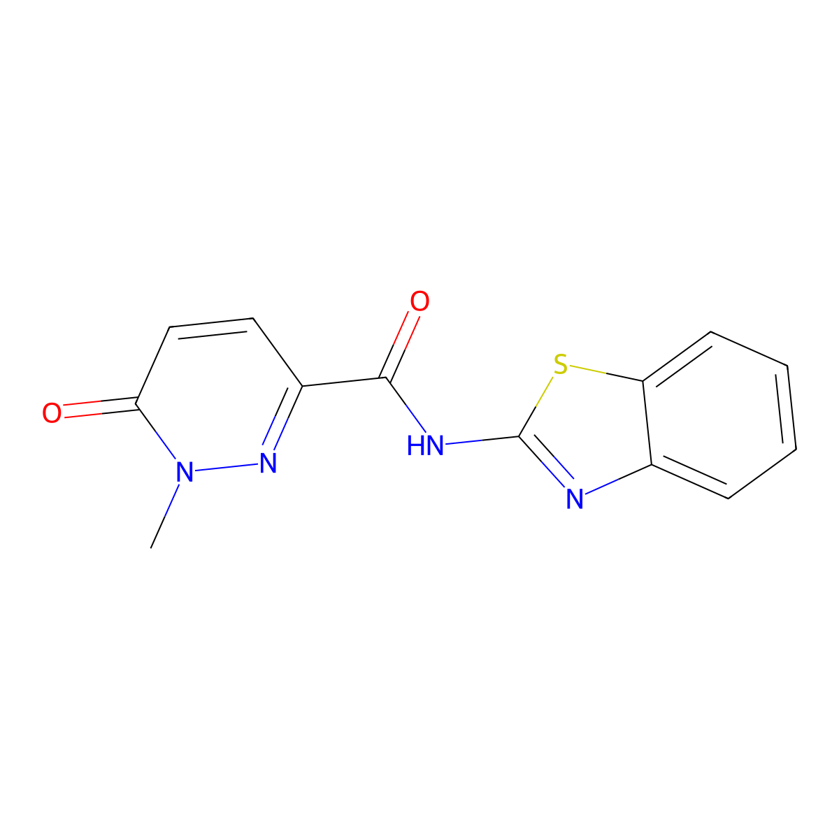 N-(benzo[d]thiazol-2-yl)-1-methyl-6-oxo-1,6-dihydropyridazine-3-carboxamide molecular structure, CAS 775316-95-5