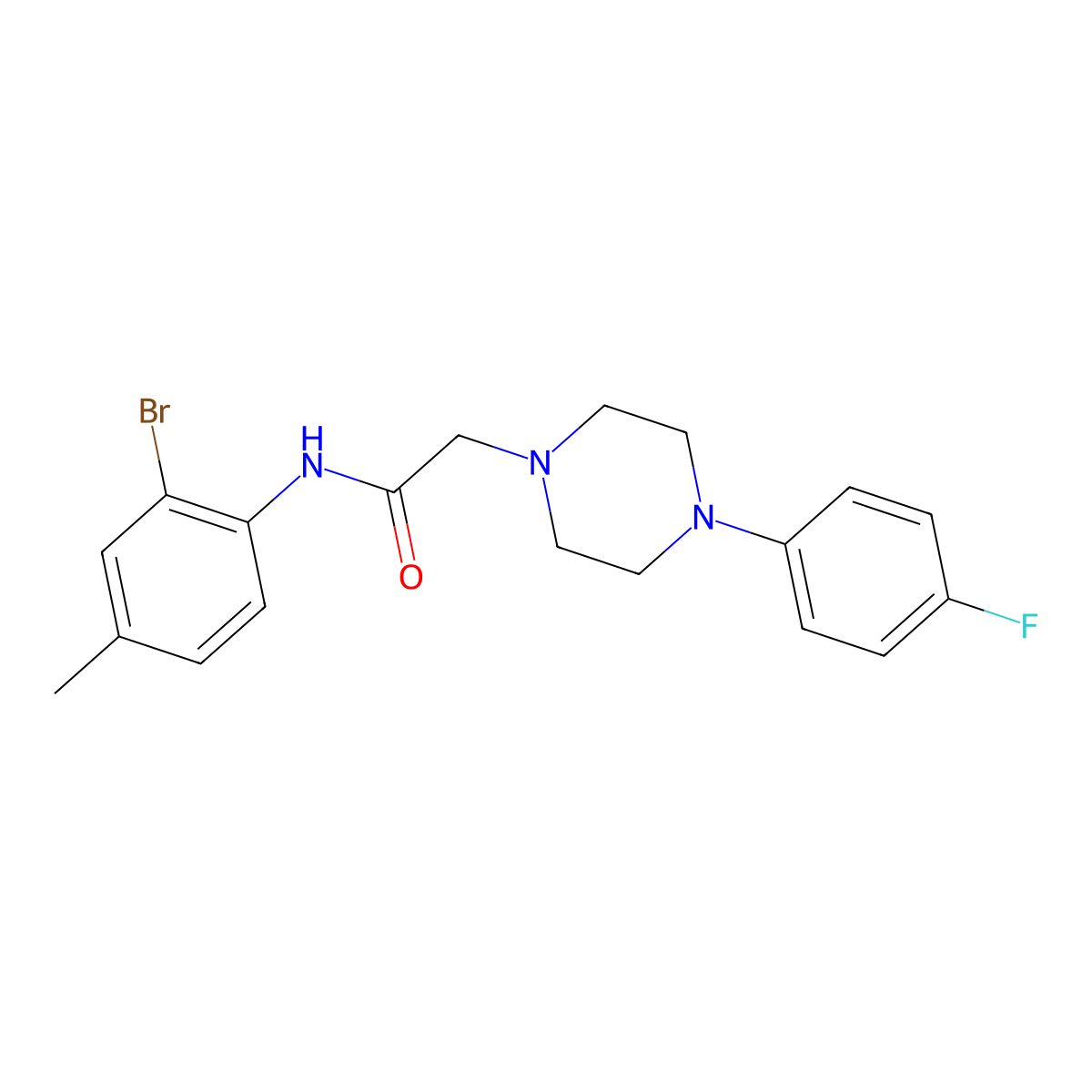 N-(2-bromo-4-methylphenyl)-2-[4-(4-fluorophenyl)piperazin-1-yl]acetamide molecular structure, CAS 775317-02-7