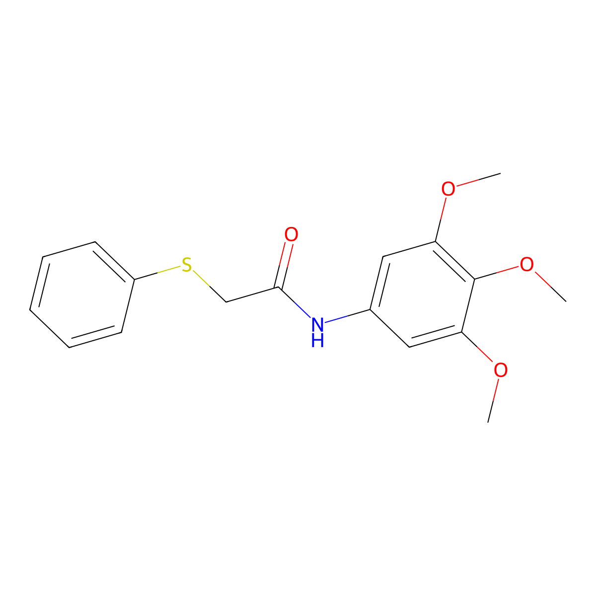 2-(phenylsulfanyl)-N-(3,4,5-trimethoxyphenyl)acetamide molecular structure, CAS 775317-10-7