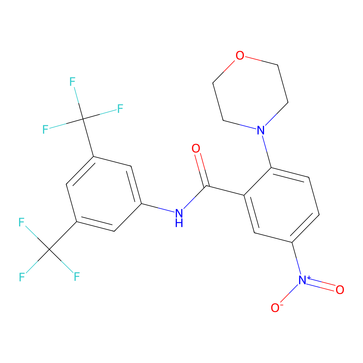 N-[3,5-bis(trifluoromethyl)phenyl]-2-morpholin-4-yl-5-nitrobenzamide molecular structure, CAS 775317-11-8