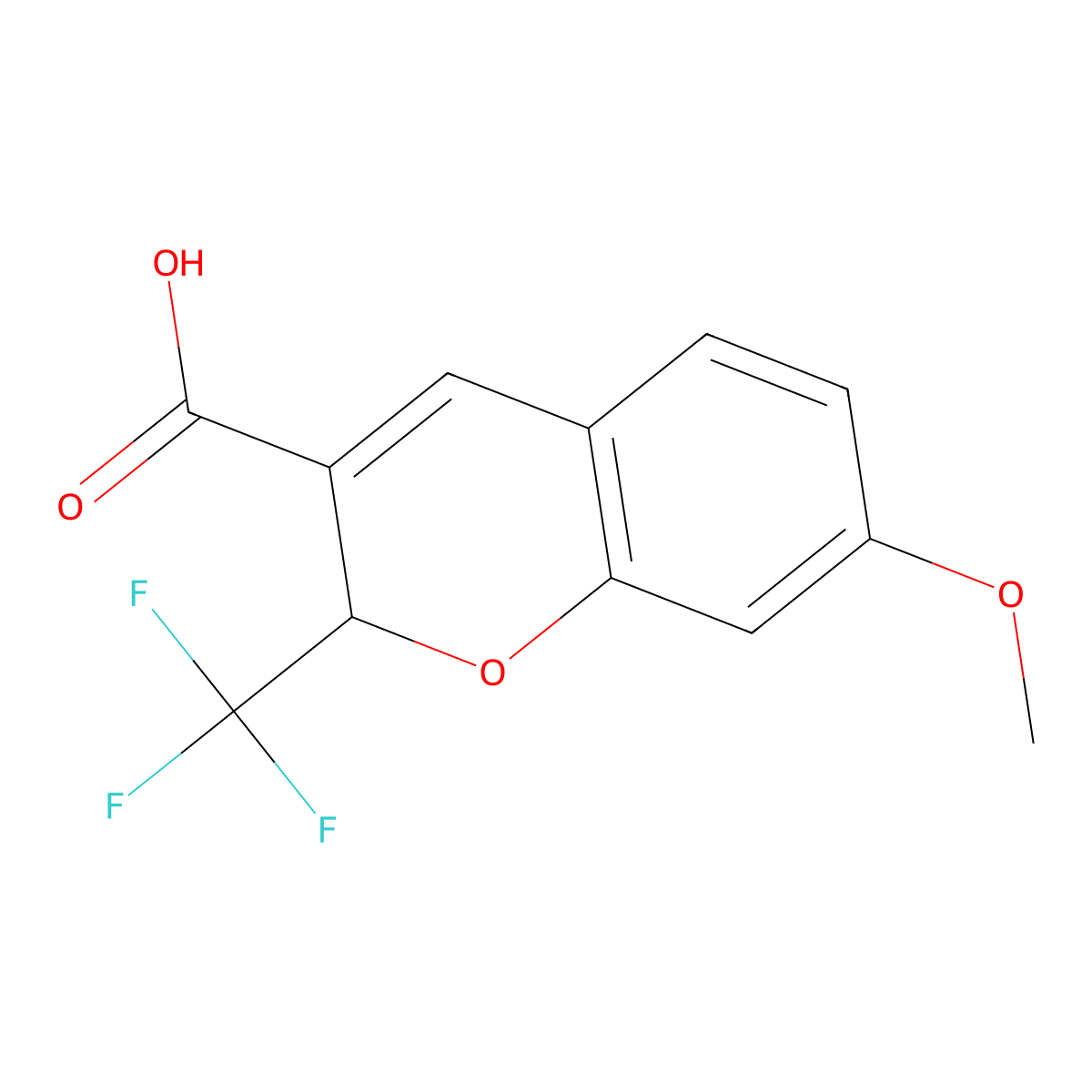 7-Methoxy-2-(trifluoromethyl)-2H-chromene-3-carboxylic acid molecular structure, CAS 775333-78-3