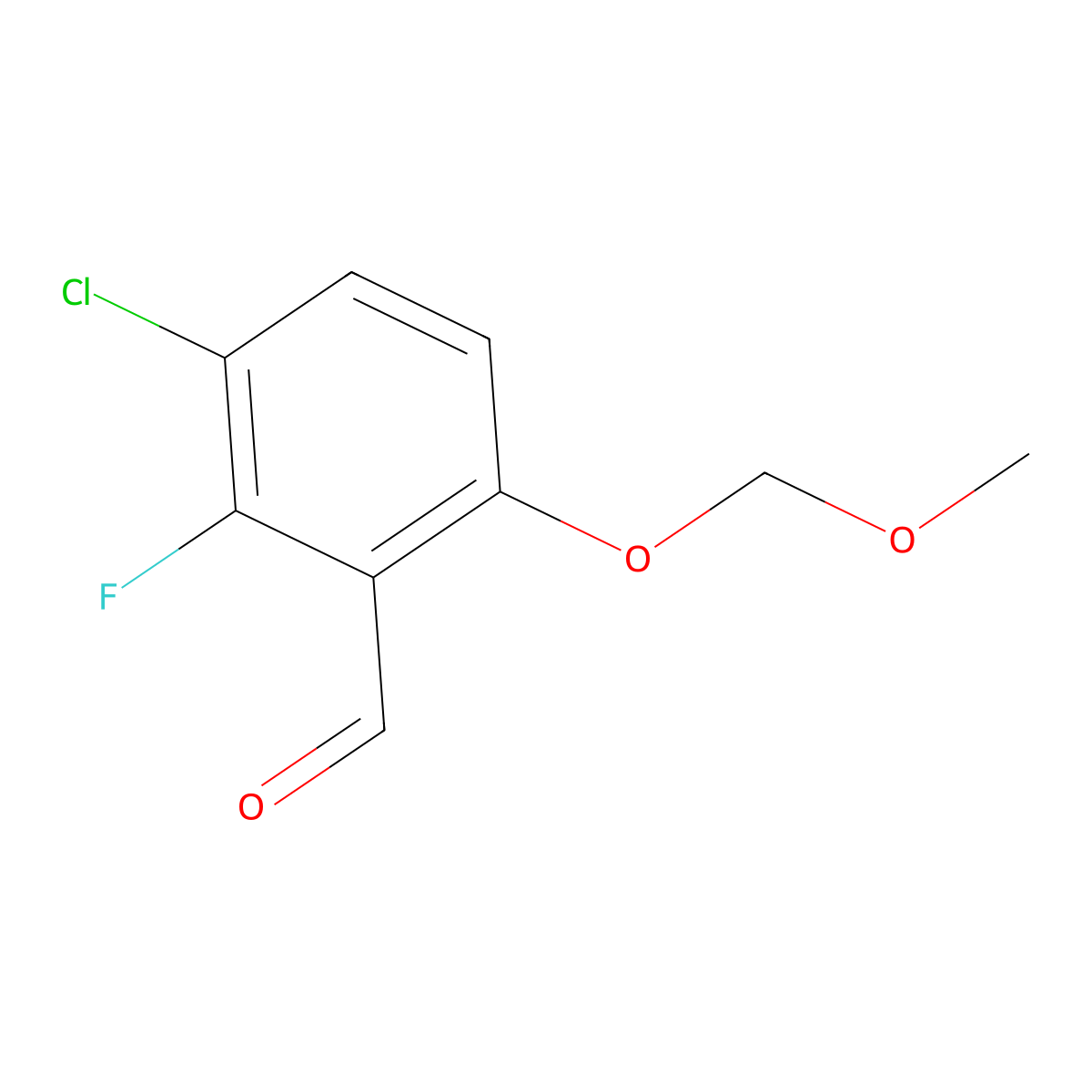 3-Chloro-2-fluoro-6-(methoxymethoxy)benzaldehyde molecular structure, CAS 775334-12-8
