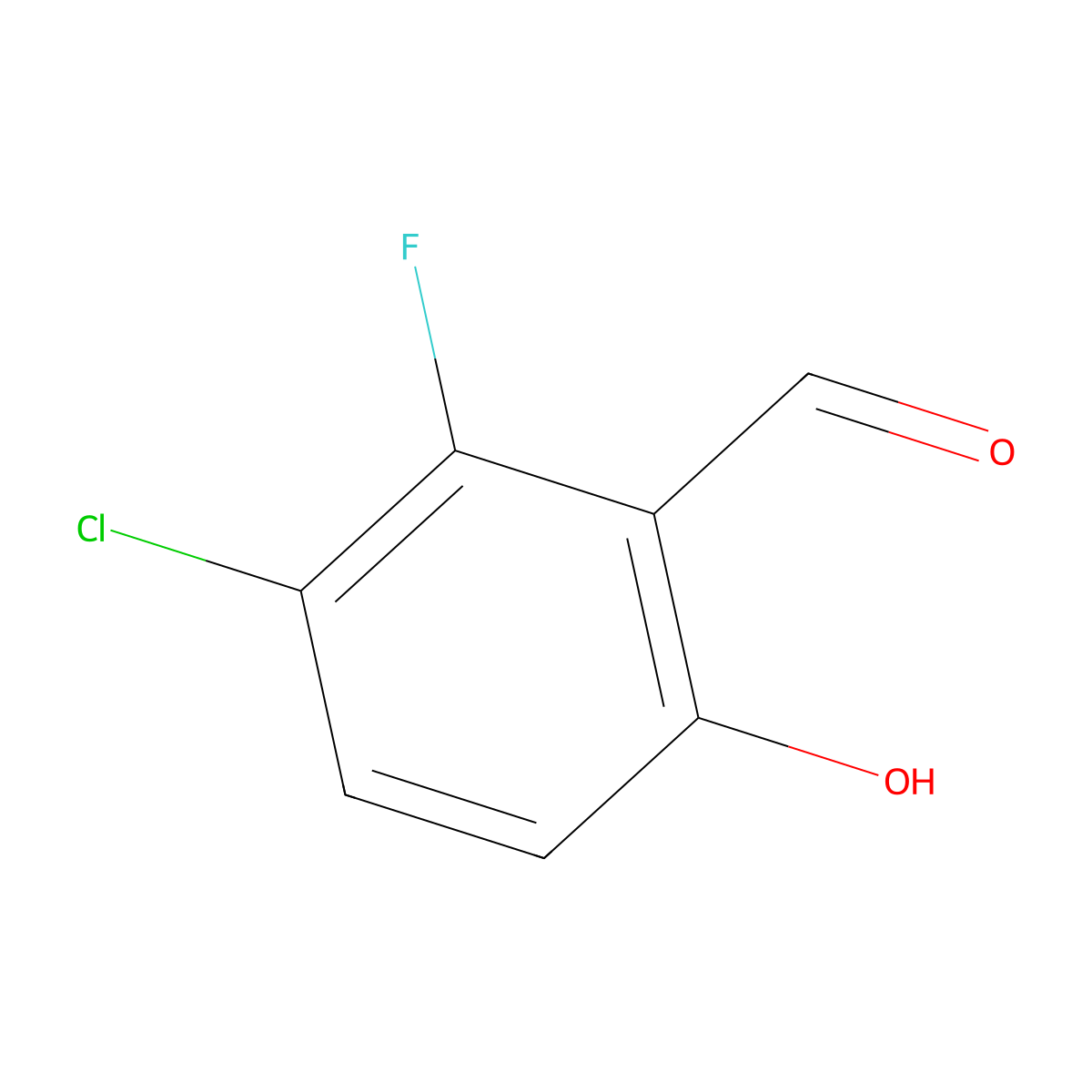 3-Chloro-2-fluoro-6-hydroxybenzaldehyde molecular structure, CAS 775334-13-9