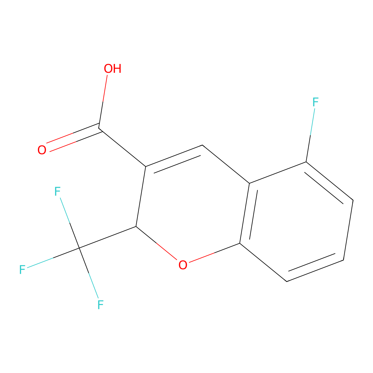 5-fluoro-2-(trifluoromethyl)-2H-chromene-3-carboxylic acid molecular structure, CAS 775337-52-5