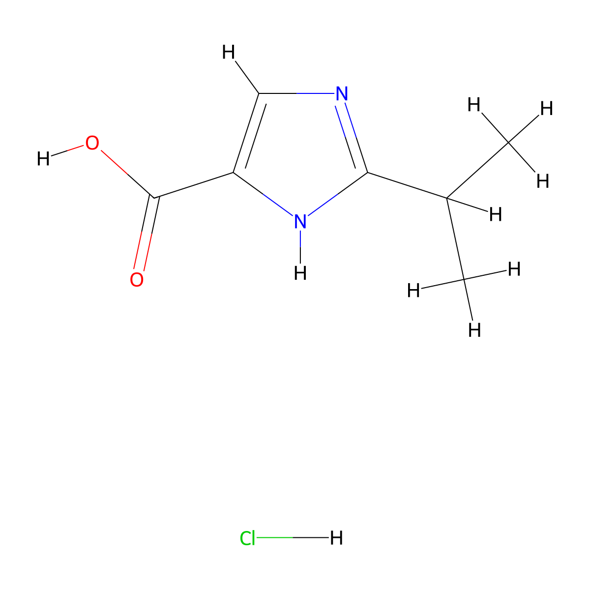 2-(propan-2-yl)-1H-imidazole-4-carboxylic acid hydrochloride molecular structure, CAS 775350-26-0