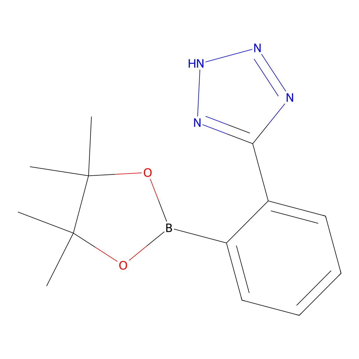 5-(2-(4,4,5,5-Tetramethyl-1,3,2-dioxaborolan-2-yl)phenyl)-2H-tetrazole molecular structure, CAS 775351-35-4