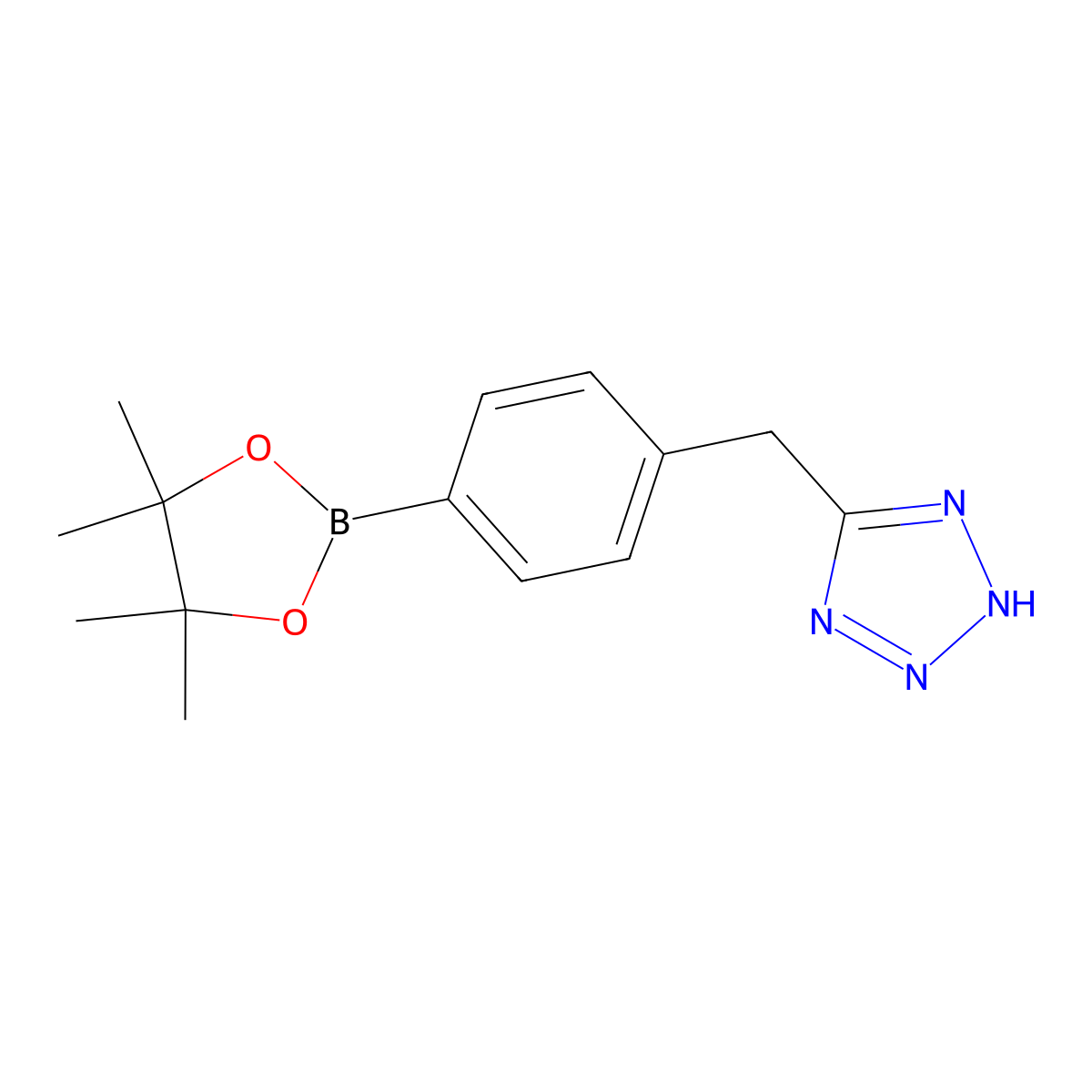 5-(4-(4,4,5,5-Tetramethyl-1,3,2-dioxaborolan-2-yl)benzyl)-1h-tetrazole molecular structure, CAS 775351-44-5