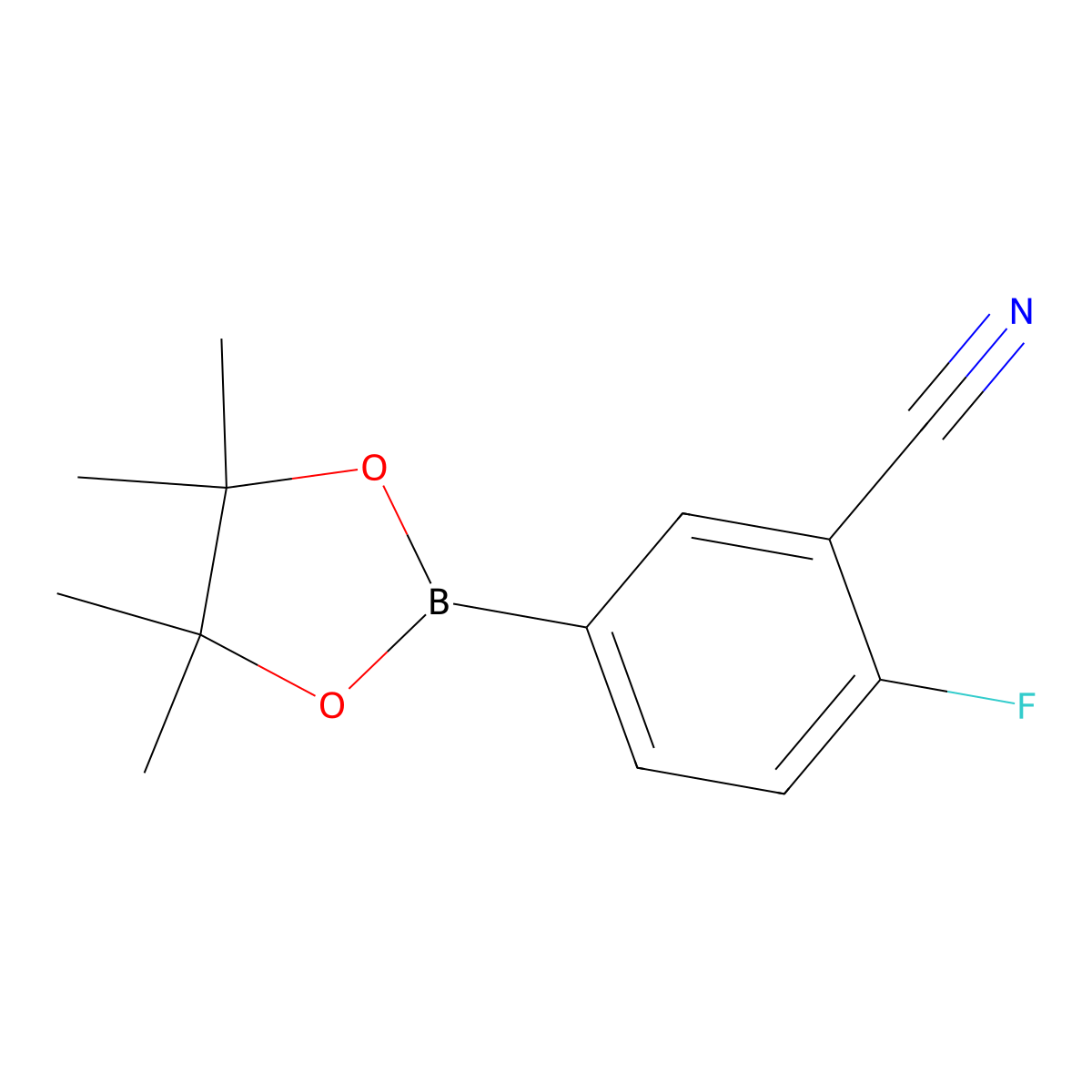 2-Fluoro-5-(4,4,5,5-tetramethyl-1,3,2-dioxaborolan-2-yl)benzonitrile molecular structure, CAS 775351-57-0