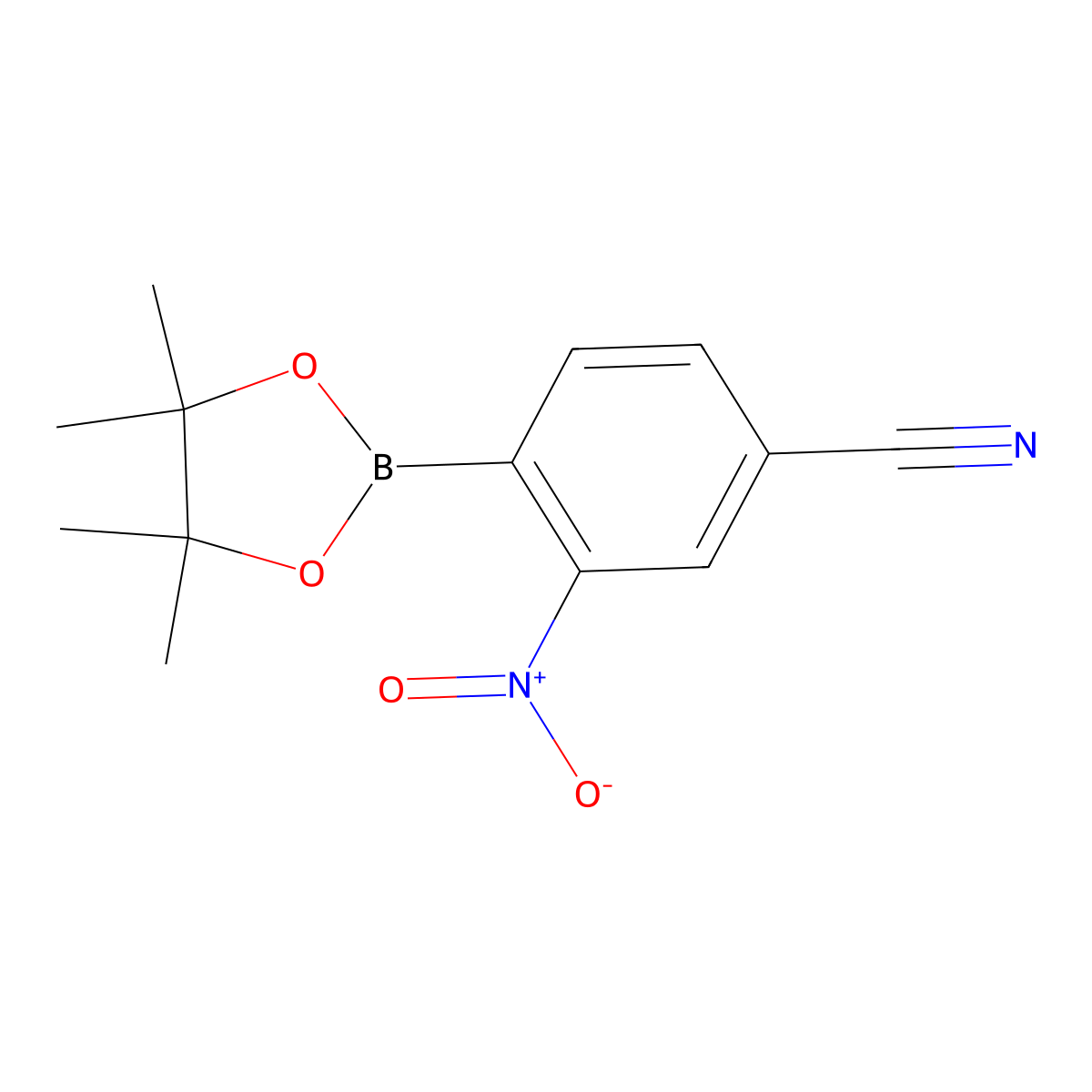 3-Nitro-4-(tetramethyl-1,3,2-dioxaborolan-2-yl)benzonitrile molecular structure, CAS 775351-58-1