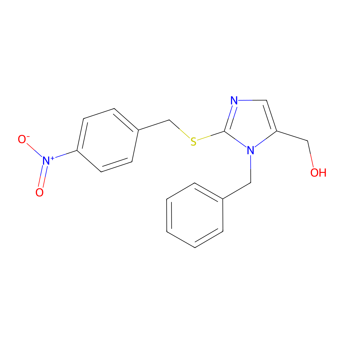 (1-benzyl-2-((4-nitrobenzyl)thio)-1H-imidazol-5-yl)methanol molecular structure, CAS 775352-41-5