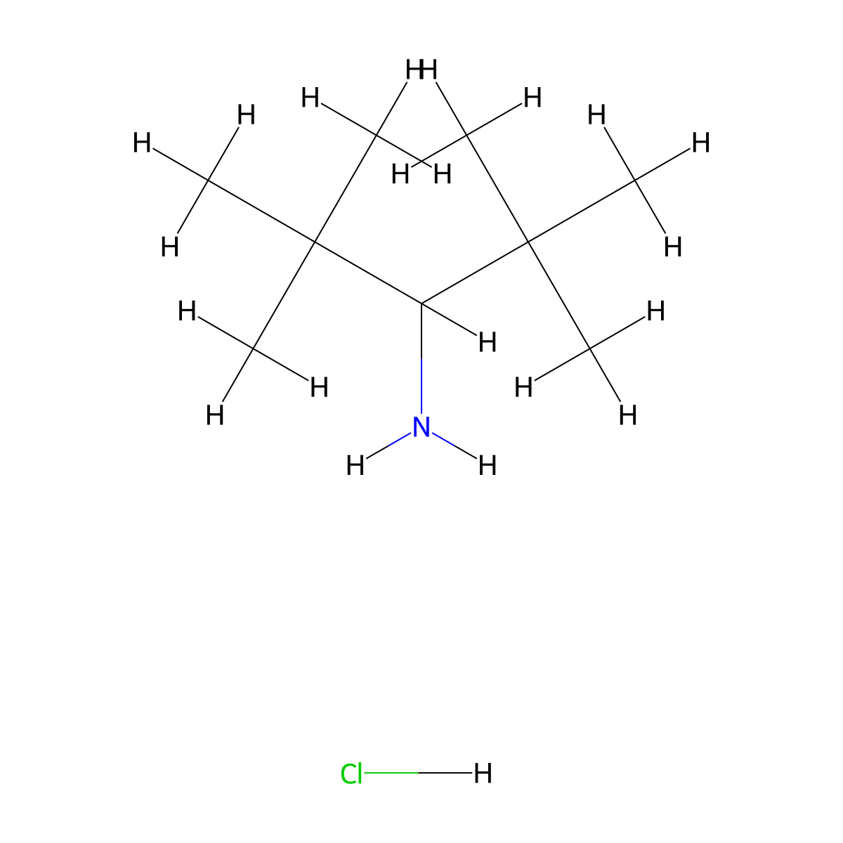 2,2,4,4-Tetramethylpentan-3-amine hydrochloride molecular structure, CAS 7754-40-7
