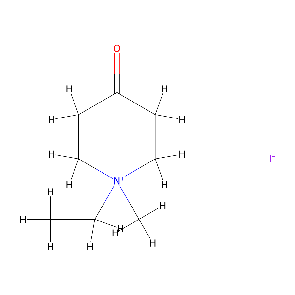 1-Ethyl-1-methyl-4-oxopiperidin-1-ium iodide molecular structure, CAS 77542-18-8