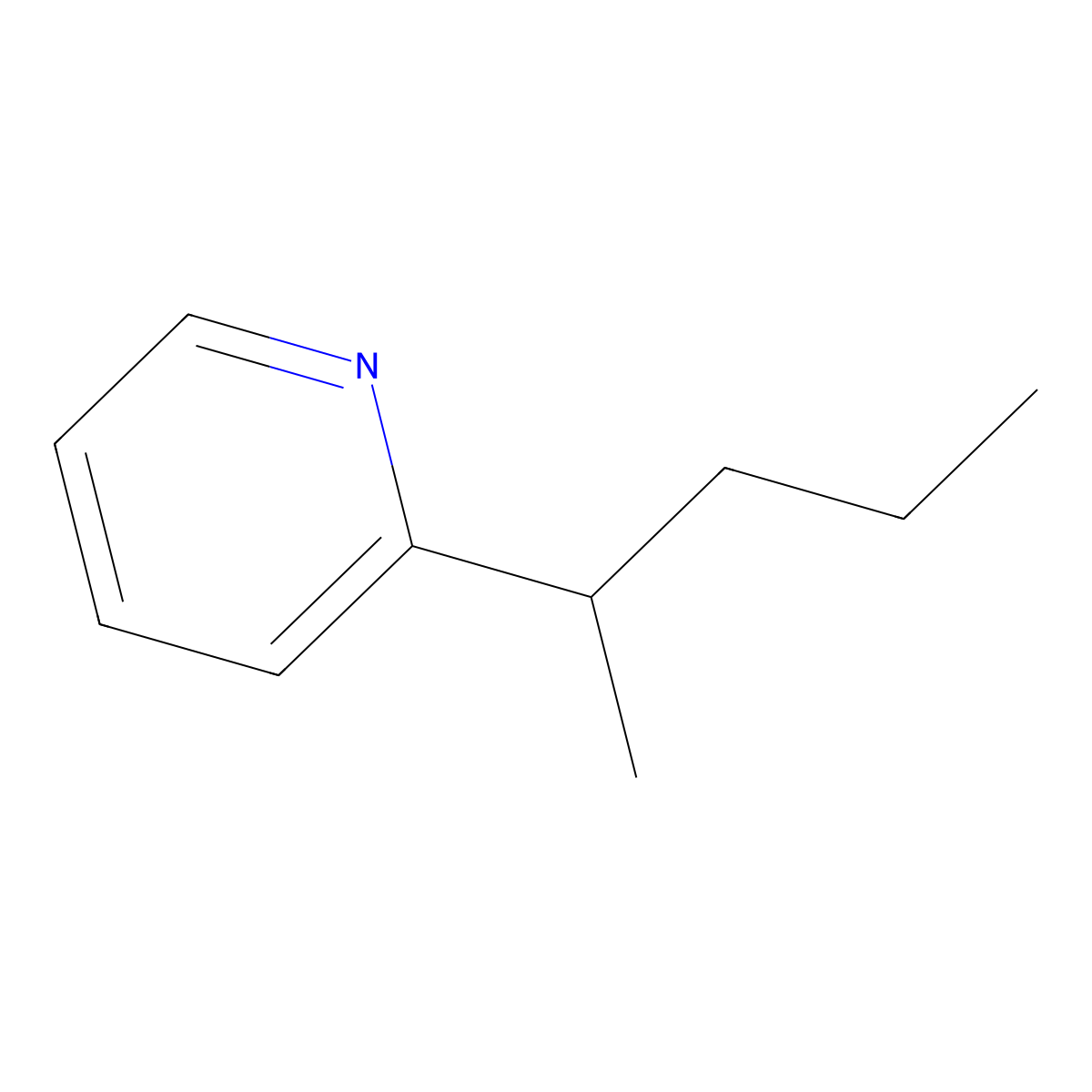 2-(1-Methylbutyl)-pyridine molecular structure, CAS 77544-70-8