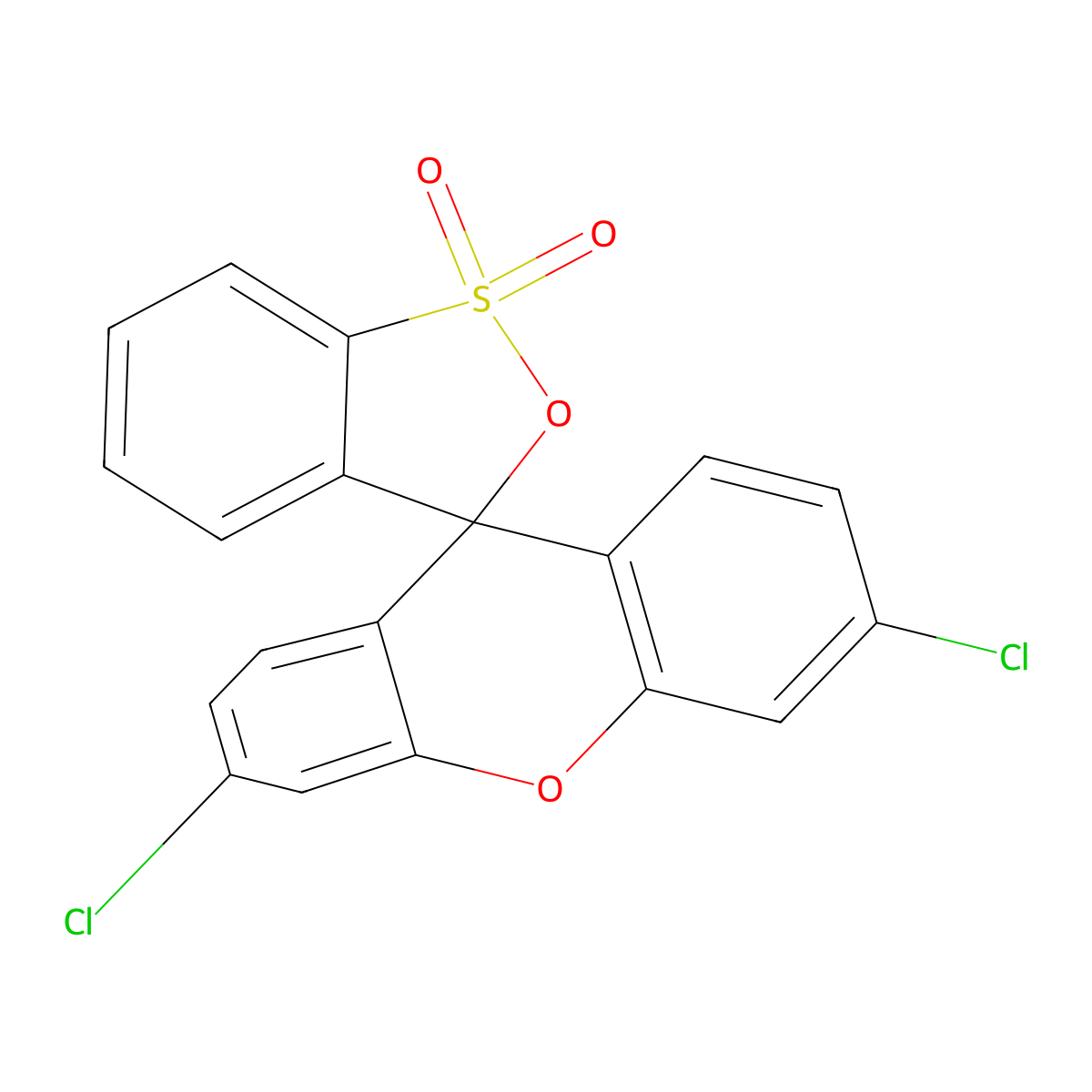 Spiro[3H-2,1-benzoxathiole-3,9'-[9H]xanthene], 3',6'-dichloro-, 1,1-dioxide molecular structure, CAS 77545-45-0