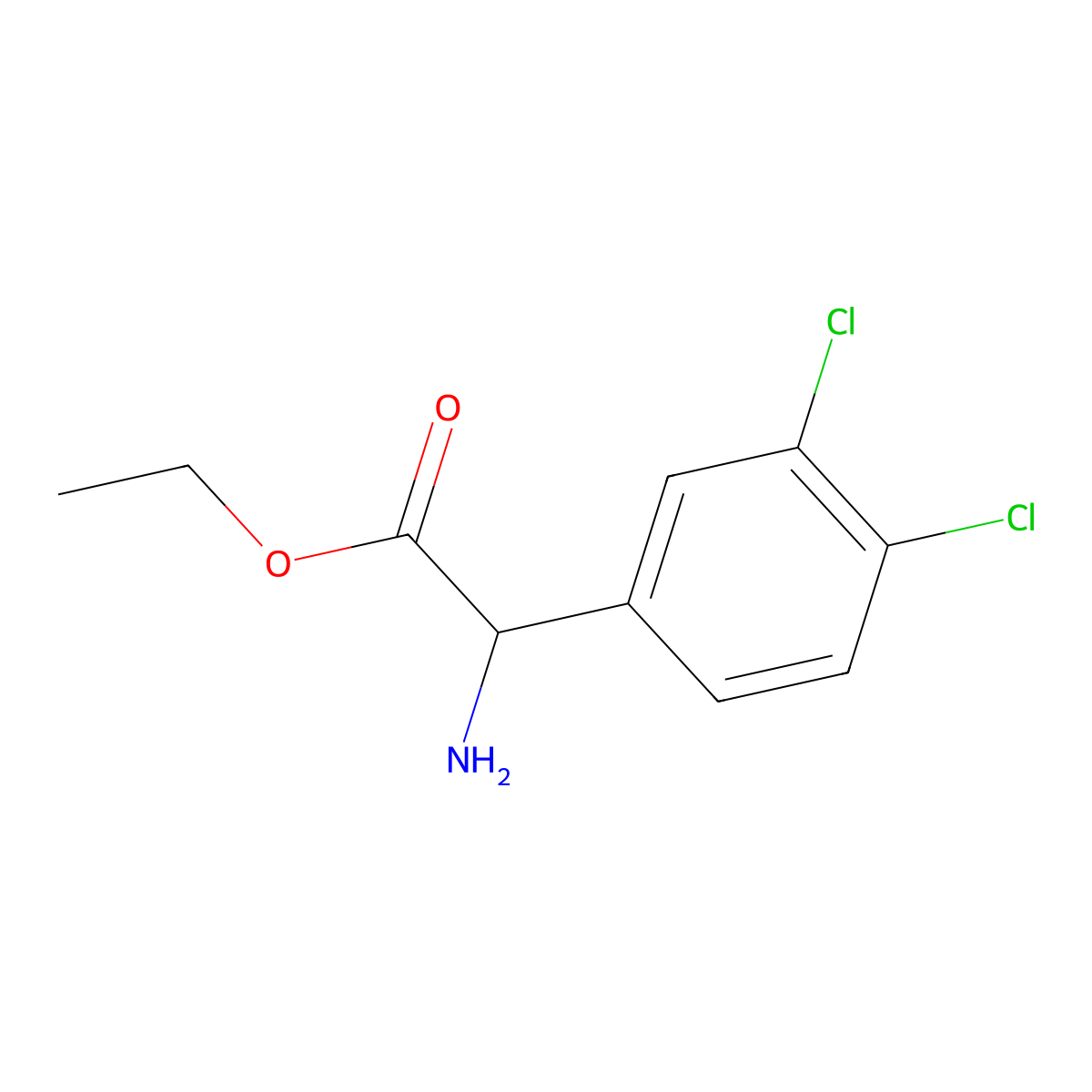 Ethyl 2-amino-2-(3,4-dichlorophenyl)acetate molecular structure, CAS 775529-02-7