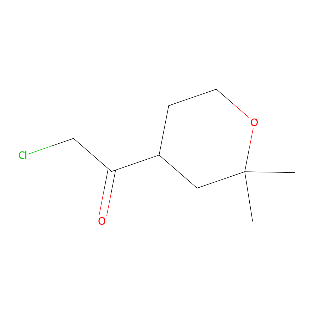 2-chloro-1-(2,2-dimethyltetrahydro-2H-pyran-4-yl)ethanone molecular structure, CAS 77554-94-0