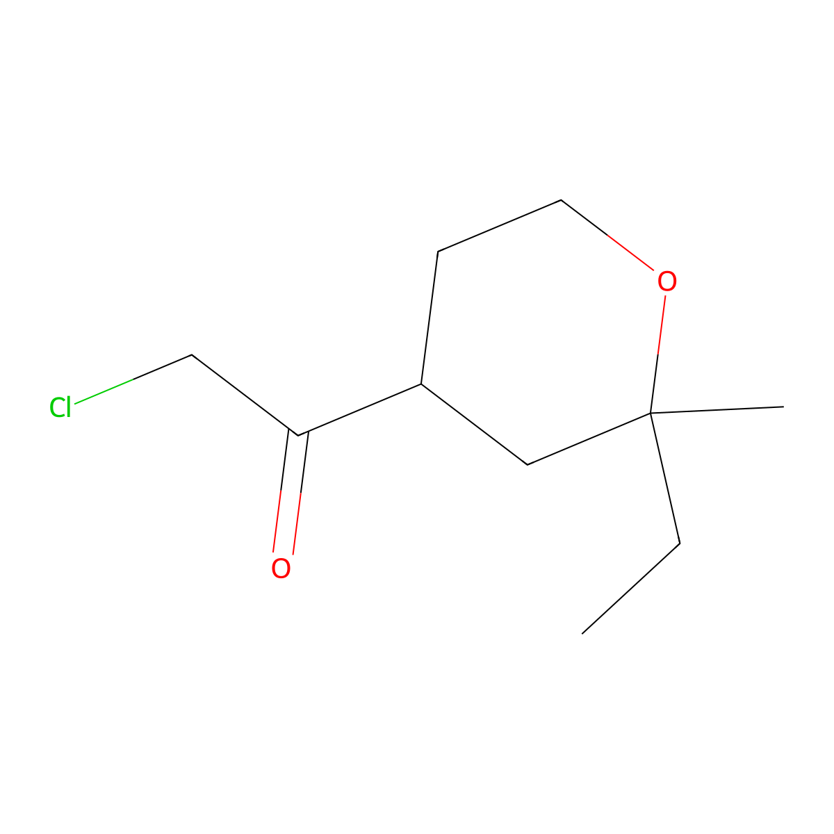 2-Chloro-1-(2-ethyl-2-methyltetrahydro-2H-pyran-4-yl)ethanone molecular structure, CAS 77554-95-1