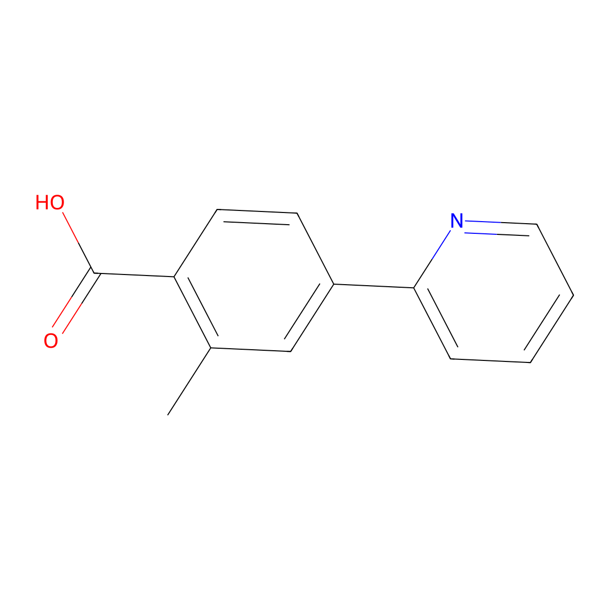 2-Methyl-4-(2-pyridinyl)benzoic acid molecular structure, CAS 775557-13-6