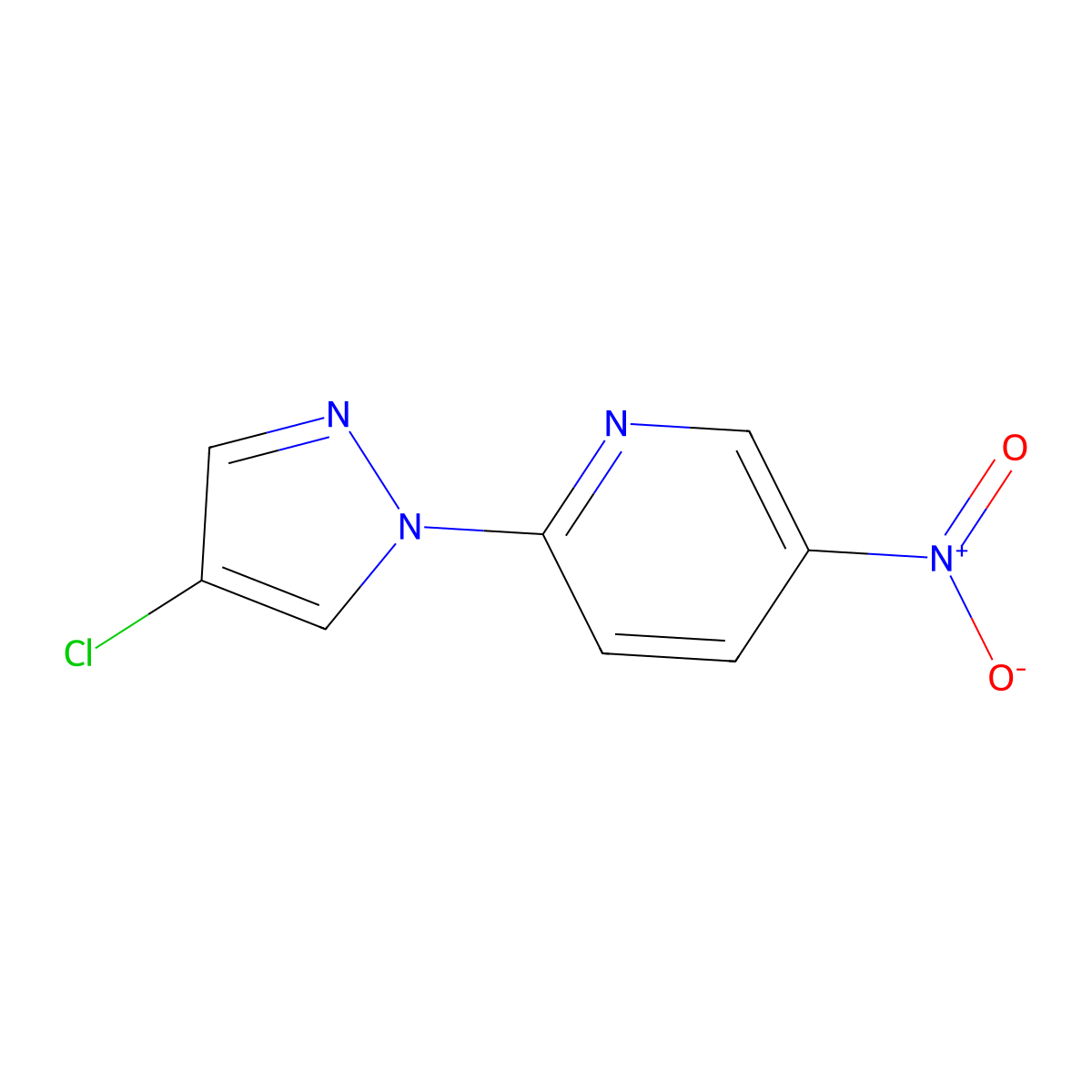 2-(4-chloro-1H-pyrazol-1-yl)-5-nitropyridine molecular structure, CAS 77556-36-6