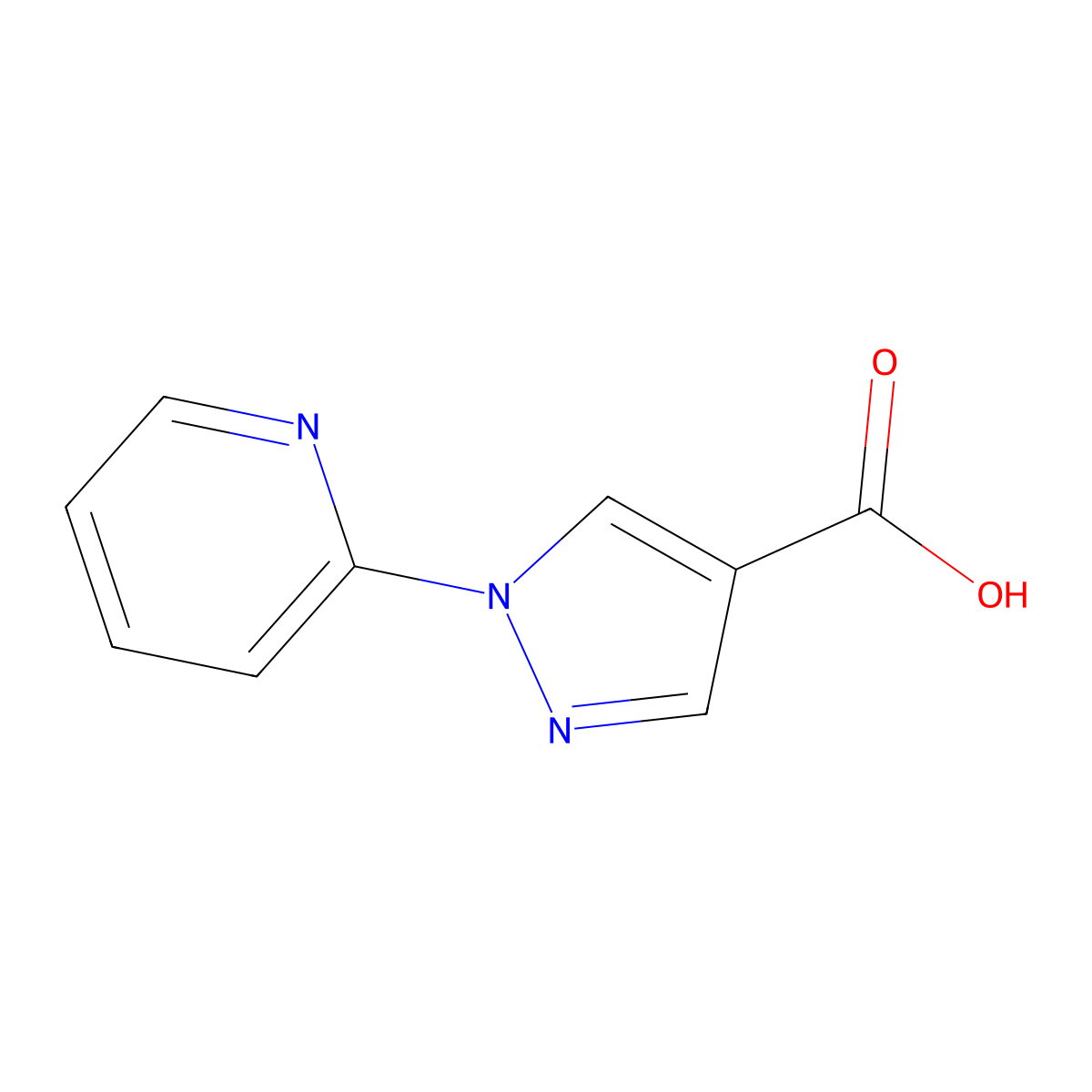 1-(pyridin-2-yl)-1H-pyrazole-4-carboxylic acid molecular structure, CAS 77556-50-4