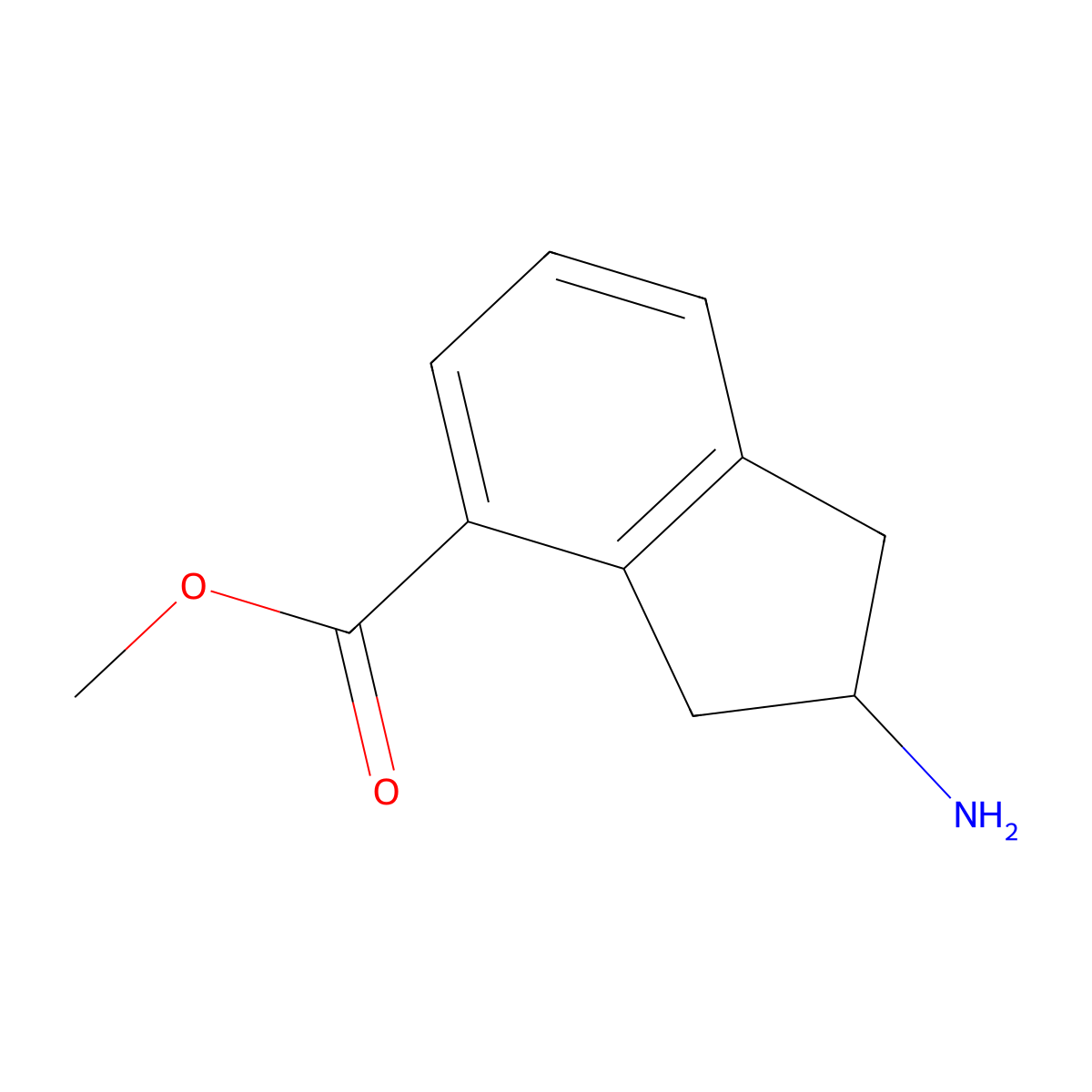 methyl 2-amino-2,3-dihydro-1H-indene-4-carboxylate molecular structure, CAS 775566-39-7