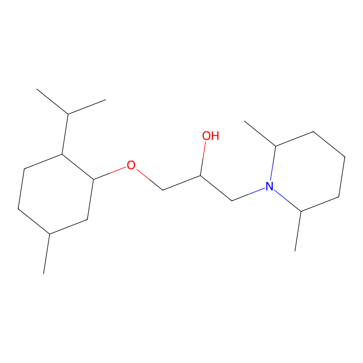 1-(2,6-Dimethylpiperidin-1-yl)-3-((2-isopropyl-5-methylcyclohexyl)oxy)propan-2-ol molecular structure, CAS 775573-79-0