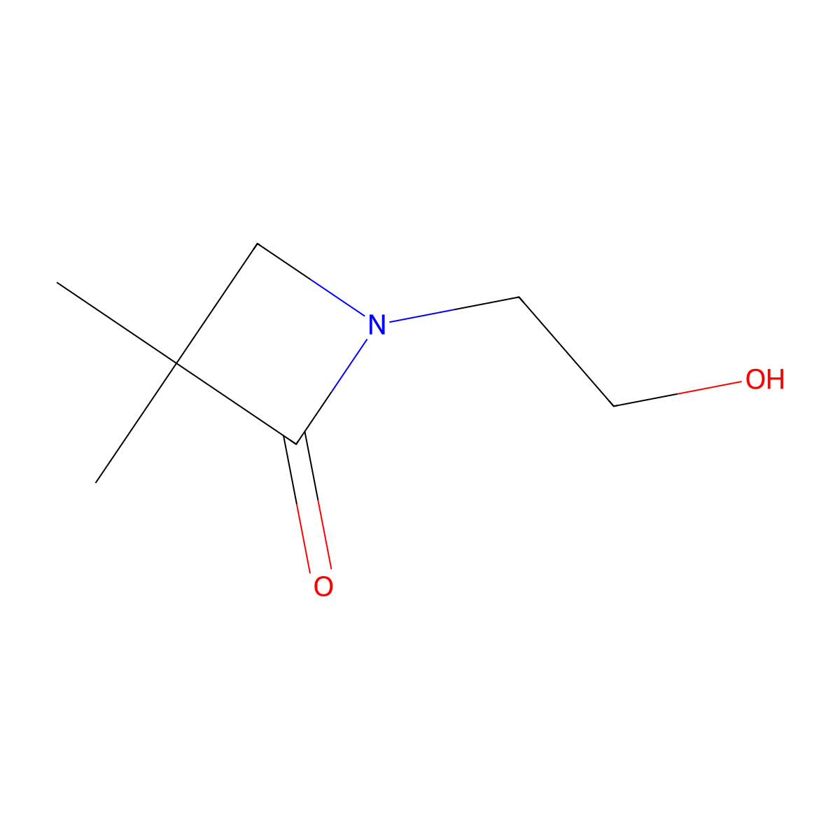 2-Azetidinone, 1-(2-hydroxyethyl)-3,3-dimethyl- molecular structure, CAS 77564-94-4