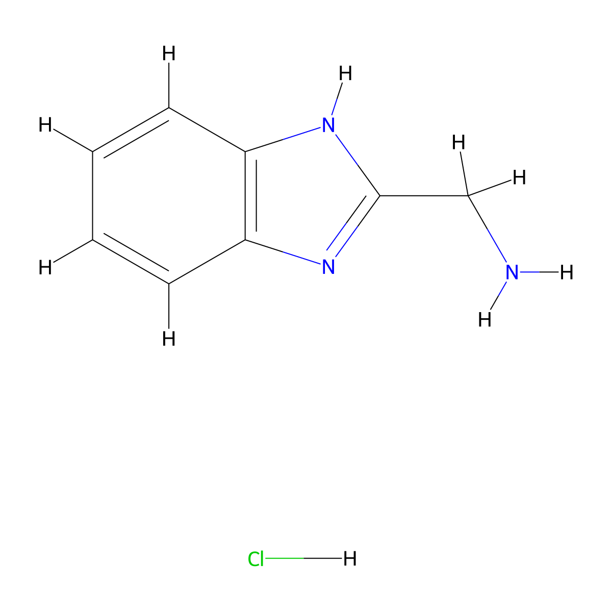 (1H-Benzo[d]imidazol-2-yl)methanamine hydrochloride molecular structure, CAS 7757-21-3