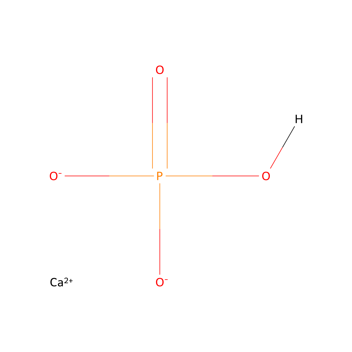 Calcium hydrogen phosphate molecular structure, CAS 7757-93-9