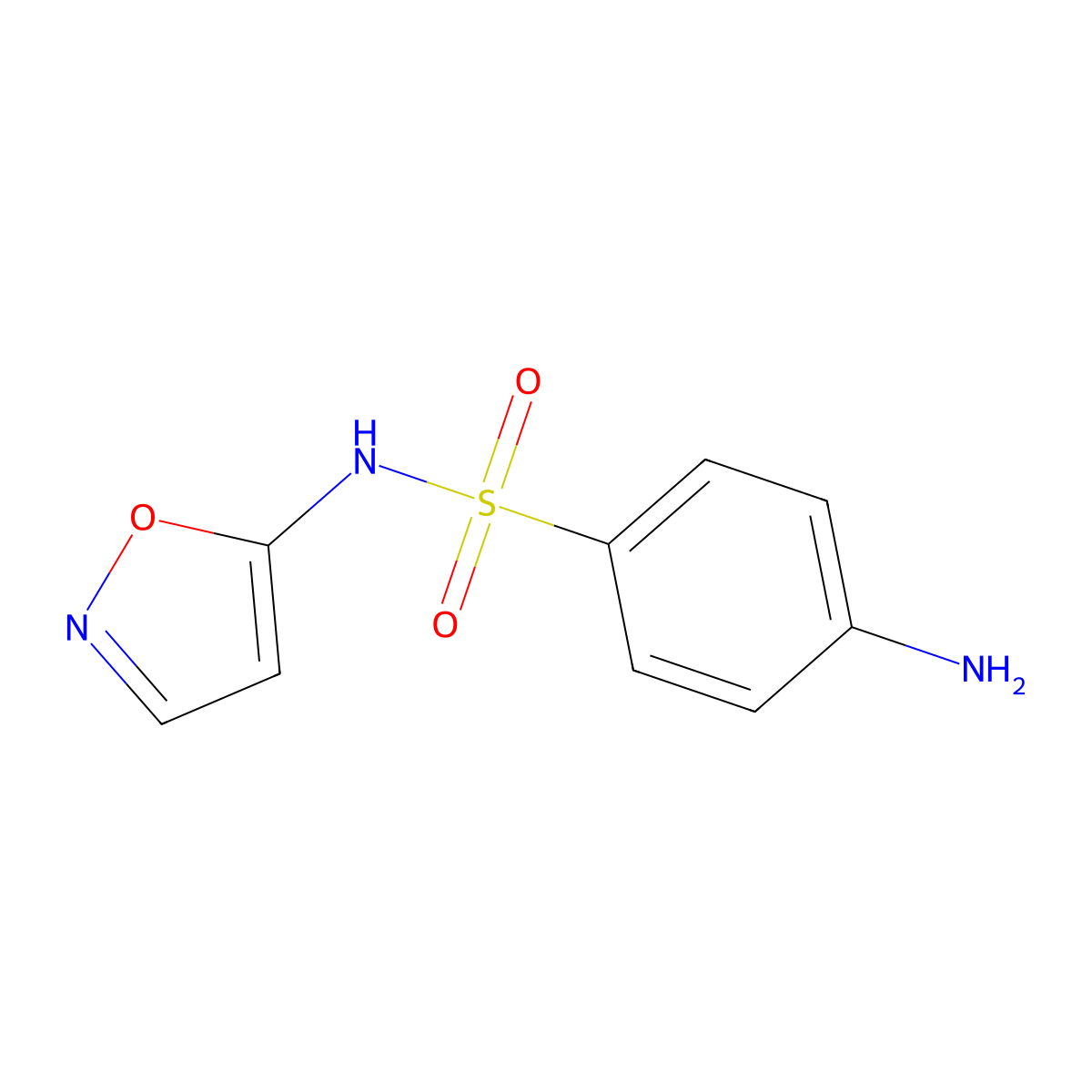 Benzenesulfonamide, 4-amino-N-5-isoxazolyl- molecular structure, CAS 7758-79-4