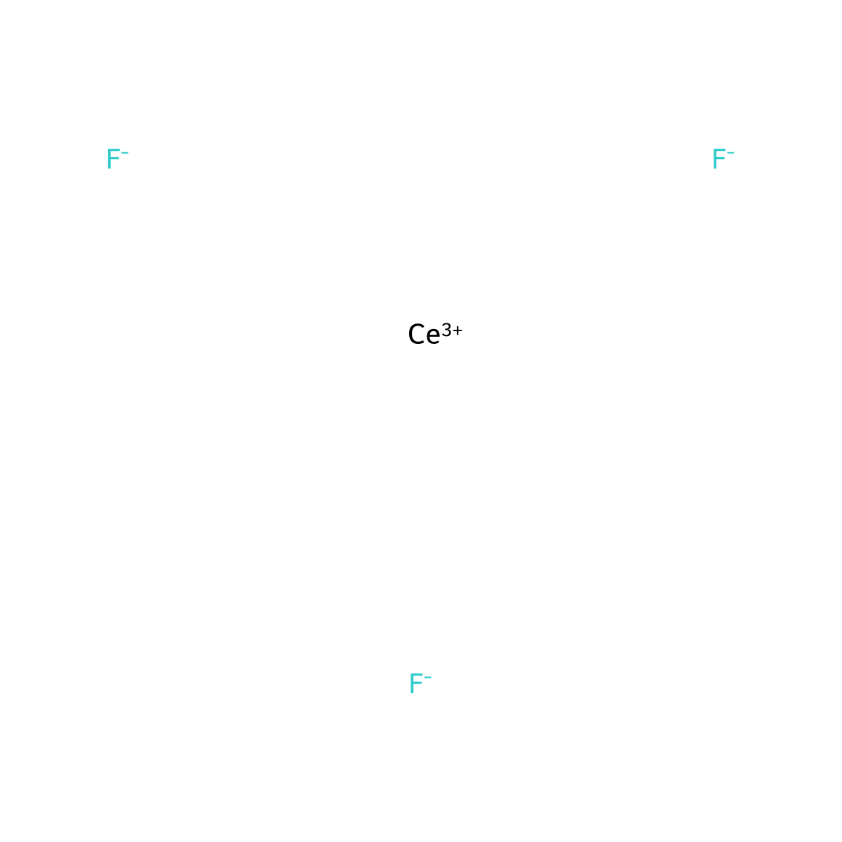 Cerium trifluoride molecular structure, CAS 7758-88-5
