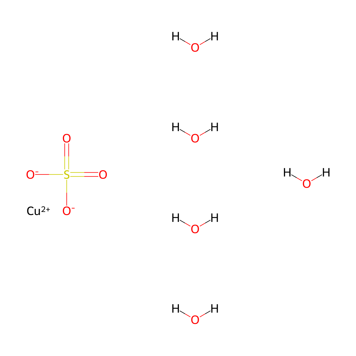 Copper sulfate pentahydrate molecular structure, CAS 7758-99-8