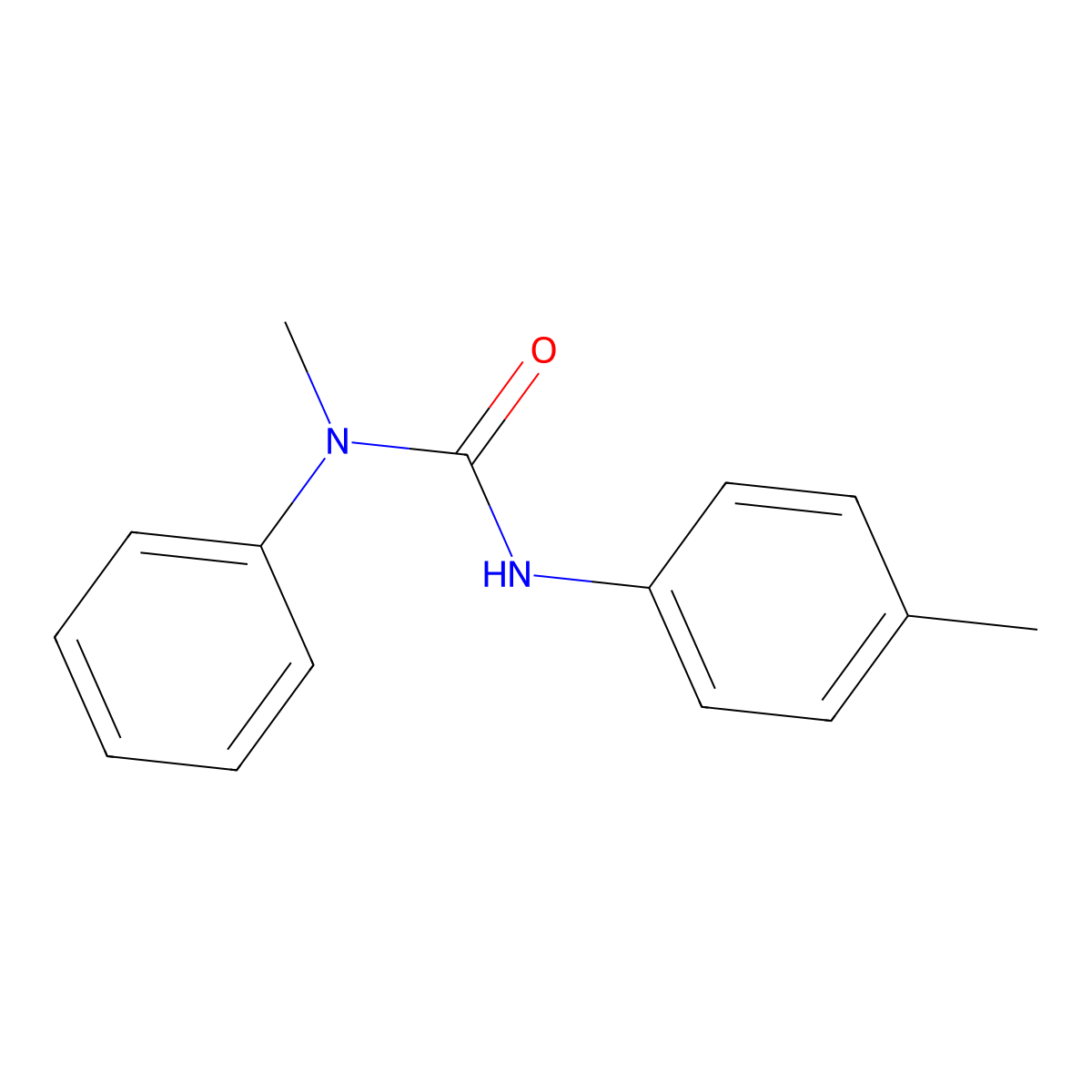 Urea, N-methyl-N'-(4-methylphenyl)-N-phenyl- molecular structure, CAS 77585-85-4