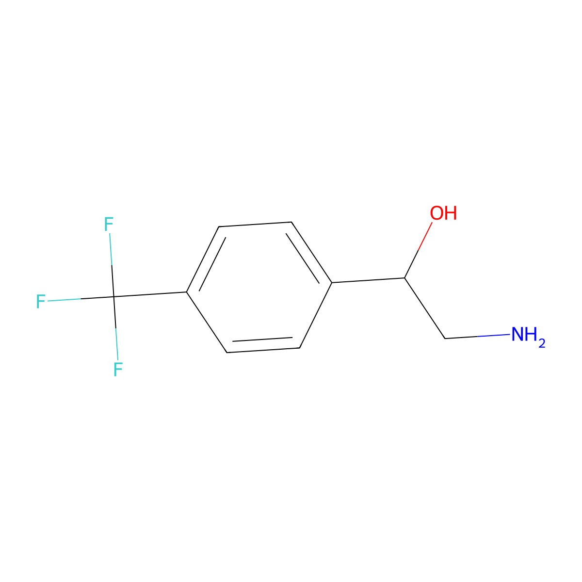 2-Hydroxy-2-[4-(trifluoromethyl)phenyl]ethylamine molecular structure, CAS 776-02-3