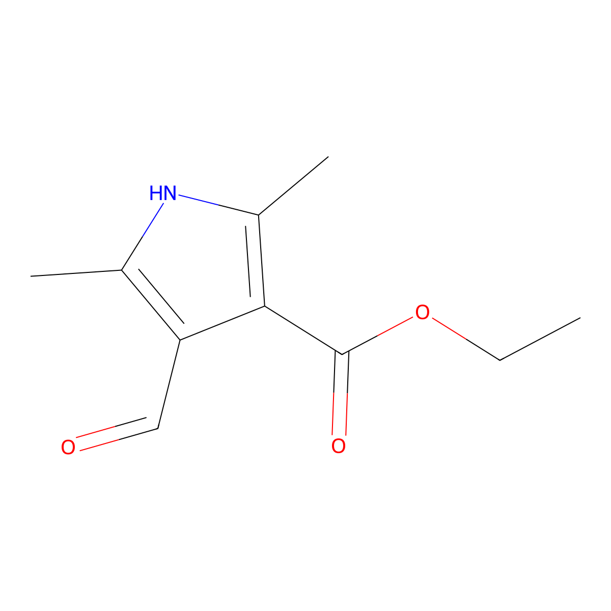 ethyl 4-formyl-2,5-dimethyl-1H-pyrrole-3-carboxylate molecular structure, CAS 776-24-9