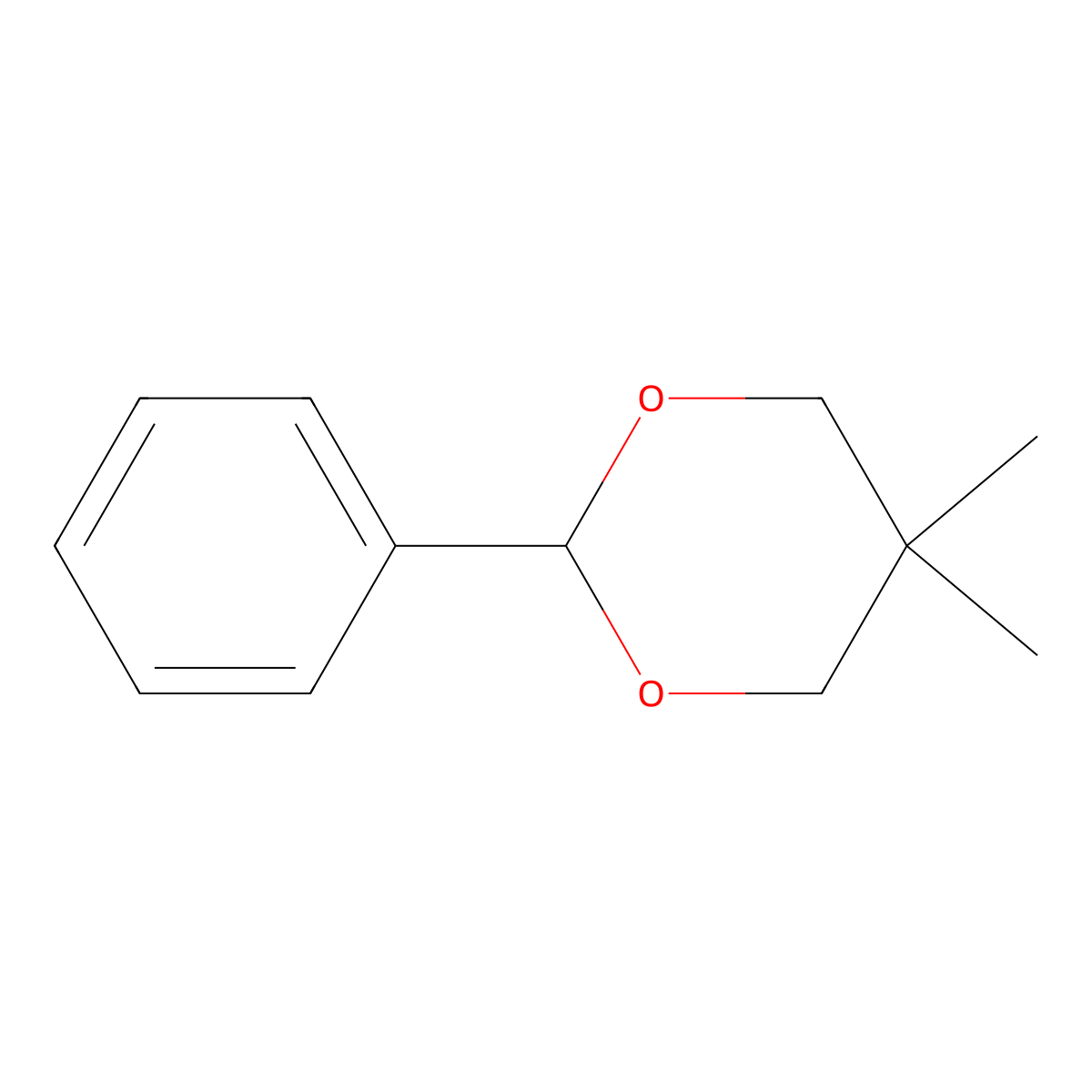 1,3-Dioxane, 5,5-dimethyl-2-phenyl- molecular structure, CAS 776-88-5
