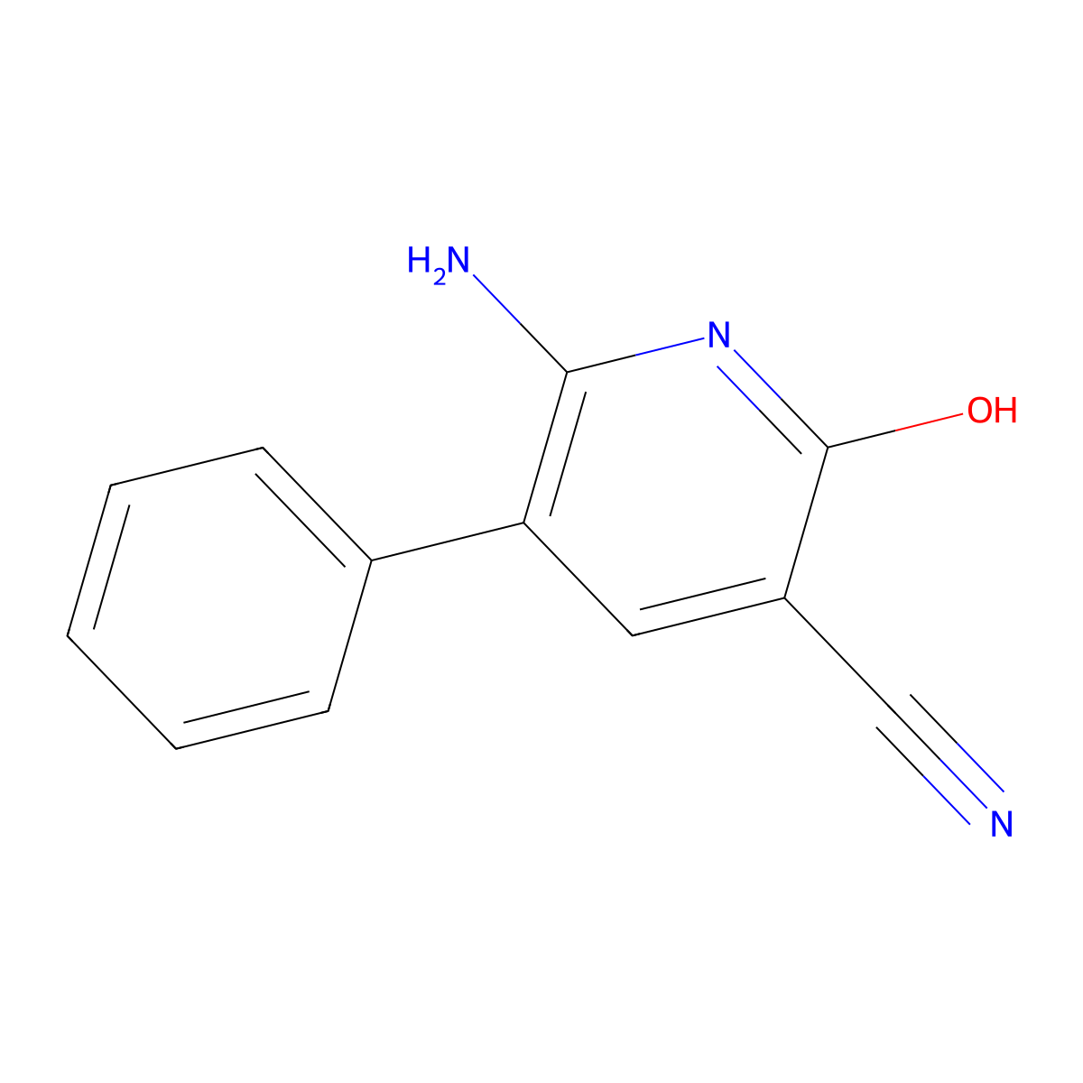 6-Amino-2-hydroxy-5-phenylnicotinonitrile molecular structure, CAS 77609-05-3
