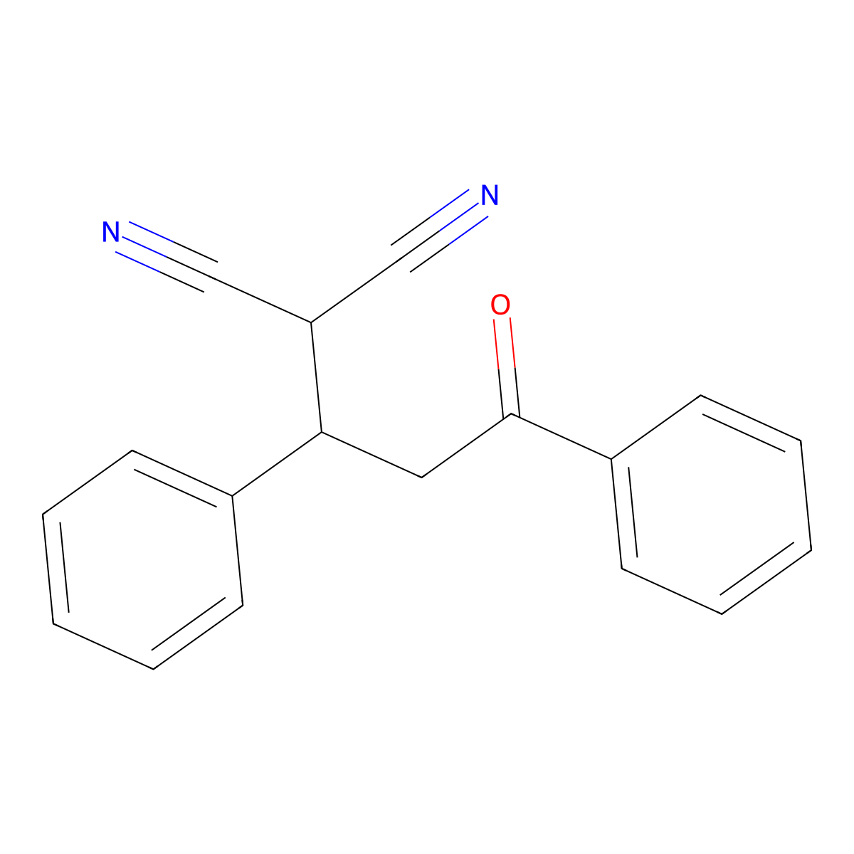 Propanedinitrile, (3-oxo-1,3-diphenylpropyl)- molecular structure, CAS 77609-06-4