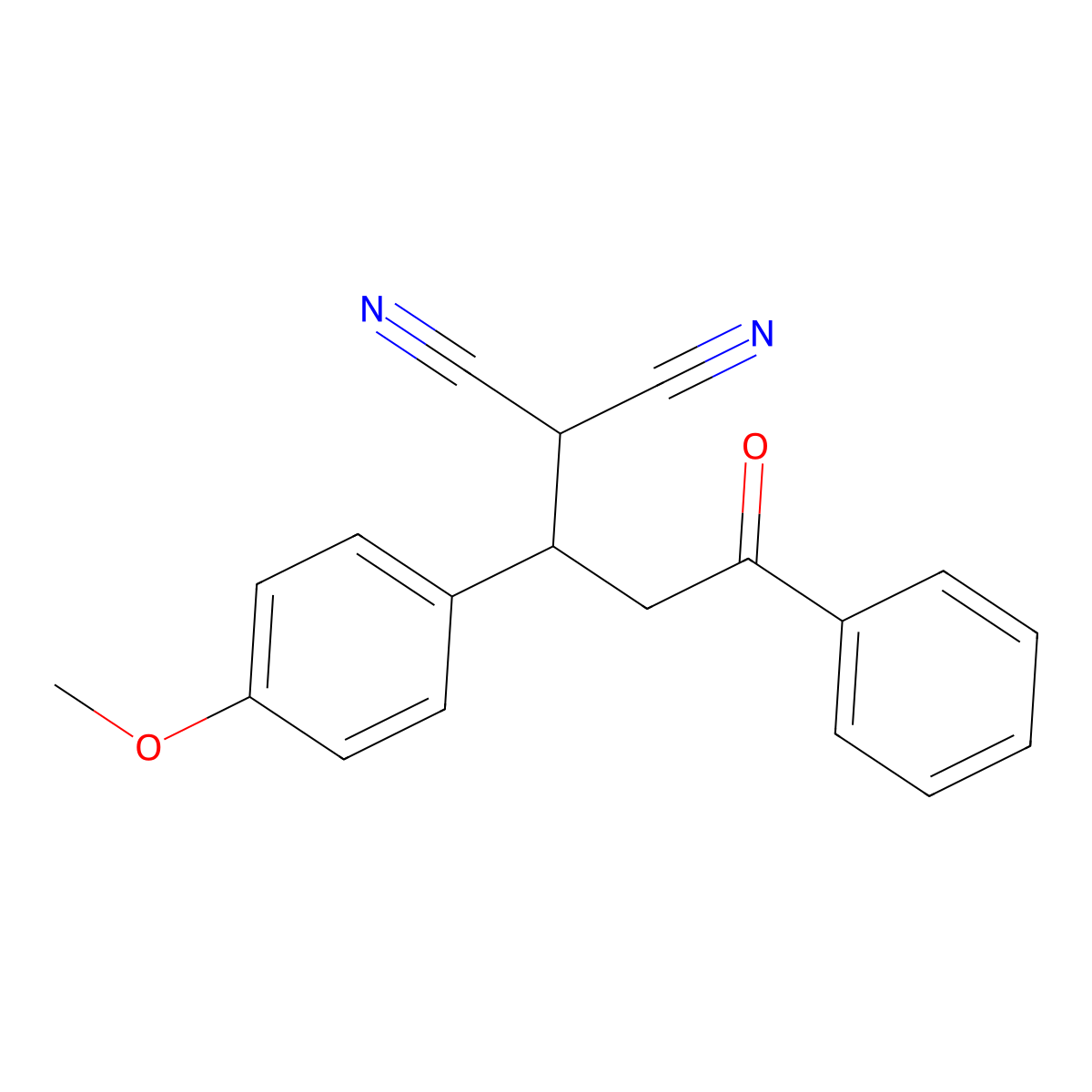 2-(1-(4-Methoxyphenyl)-3-oxo-3-phenylpropyl)malononitrile molecular structure, CAS 77609-08-6