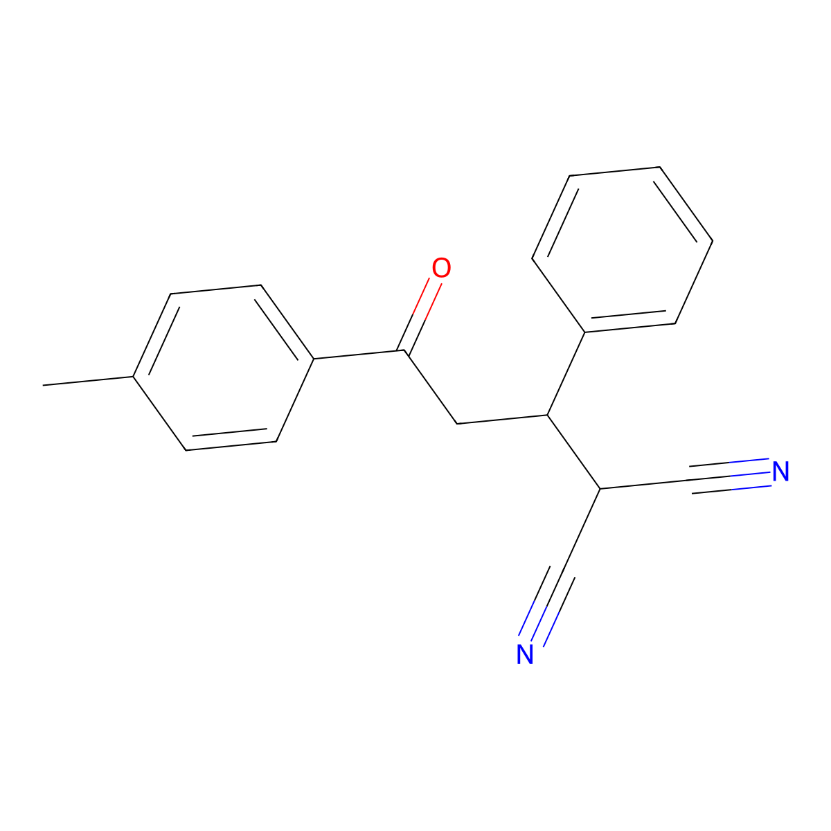 2-(3-Oxo-1-phenyl-3-p-tolyl-propyl)-malononitrile molecular structure, CAS 77609-10-0