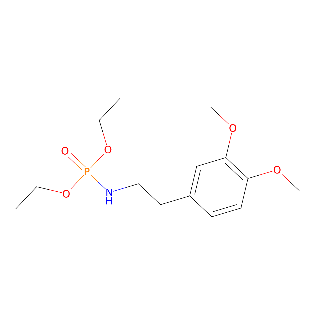 Phosphoramidic acid, (3,4-dimethoxyphenethyl)-, diethyl ester molecular structure, CAS 7761-63-9
