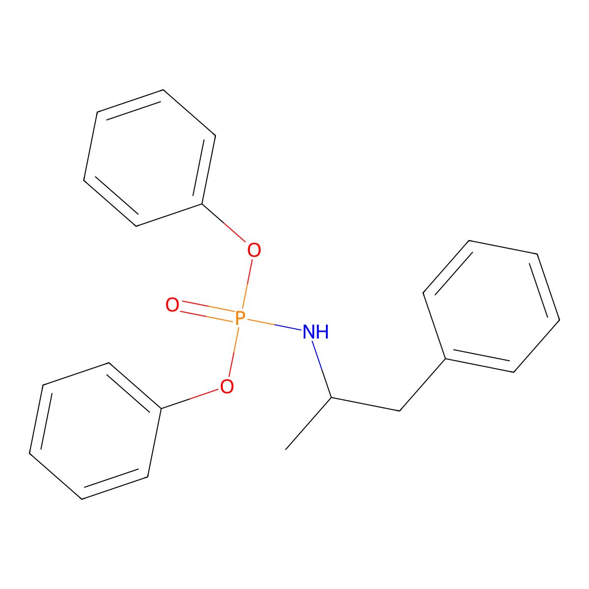 Phosphoramidic acid, N-(alpha-methylphenethyl)-, diphenyl ester molecular structure, CAS 7761-65-1