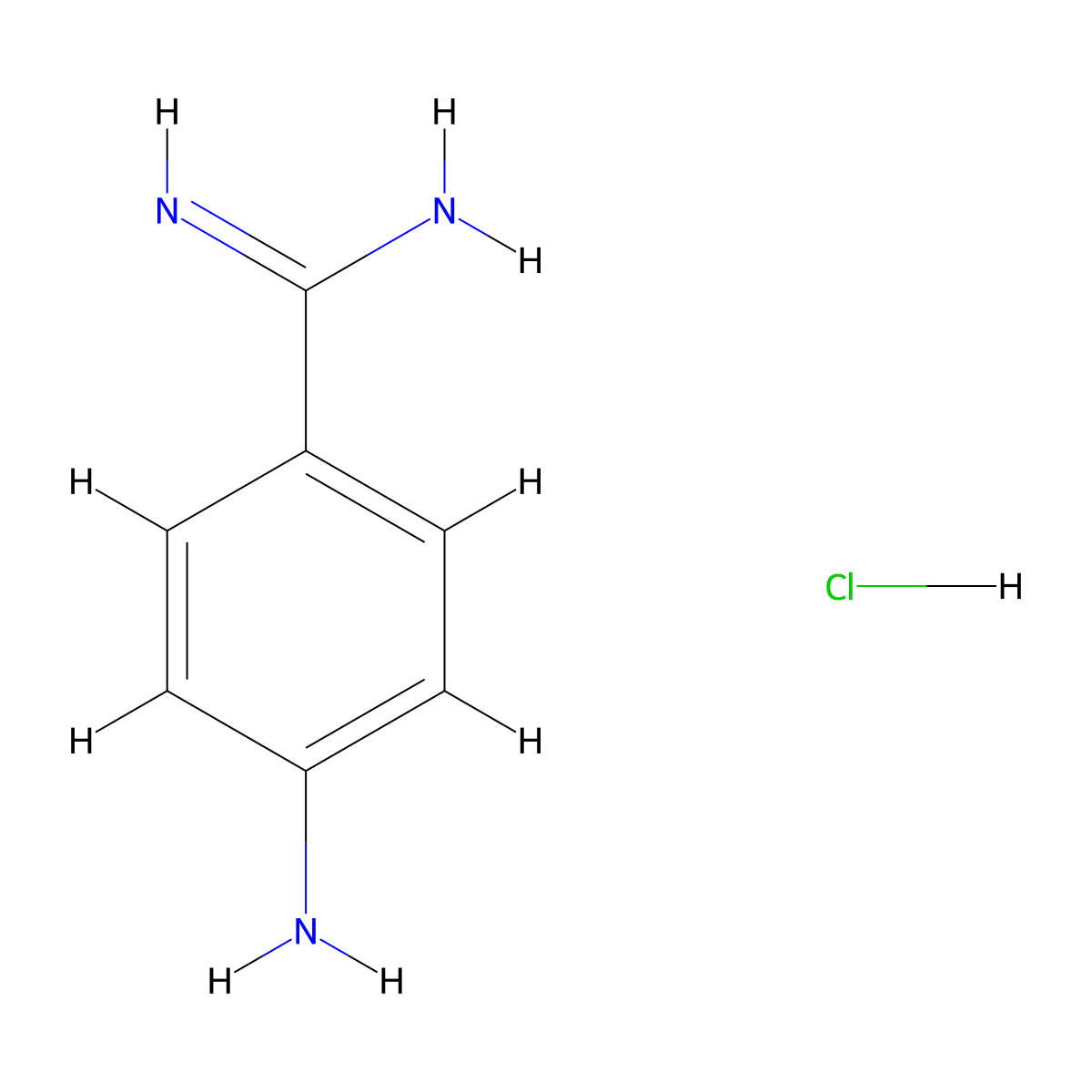 Benzenecarboximidamide, 4-amino-, hydrochloride (1:1) molecular structure, CAS 7761-72-0