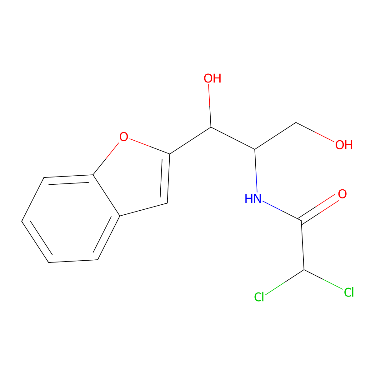 Acetamide, N-(2-(2-benzofuranyl)-2-hydroxy-1-(hydroxymethyl)ethyl)-2,2-dichloro- molecular structure, CAS 77612-14-7