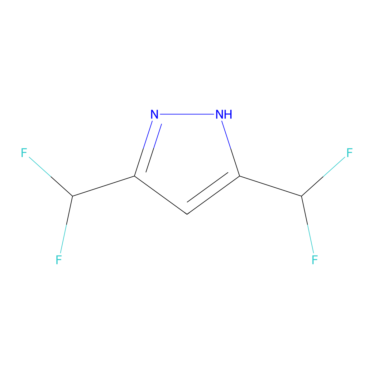 3,5-bis(difluoromethyl)-1H-pyrazole molecular structure, CAS 77614-79-0