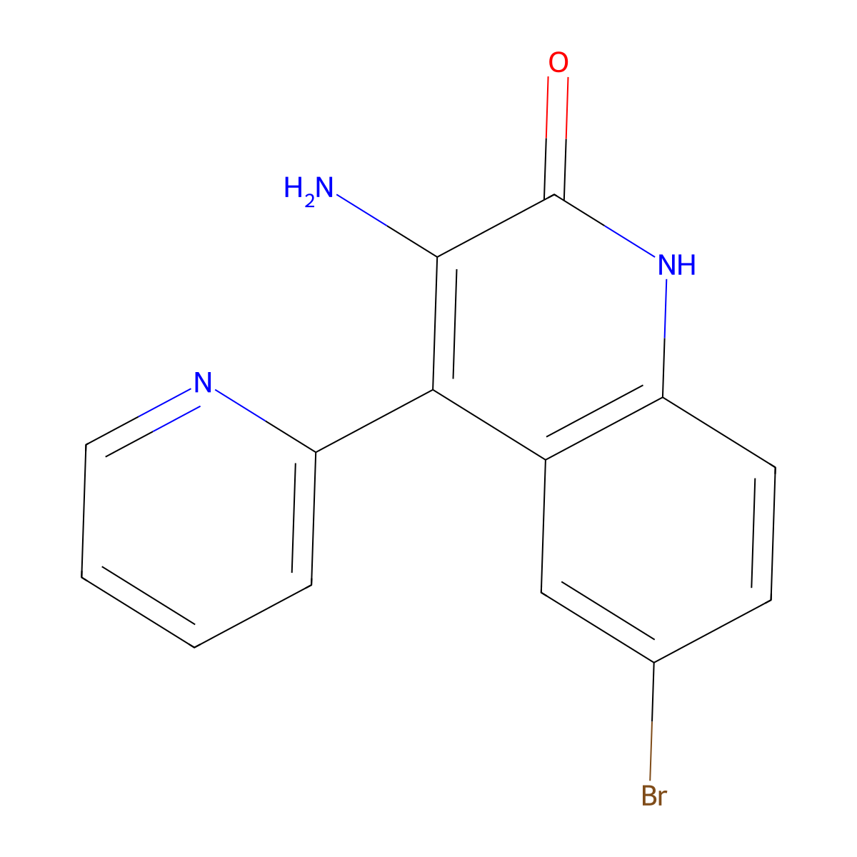 3-Amino-6-bromo-4-(pyridin-2-yl)quinolin-2(1H)-one molecular structure, CAS 77616-97-8