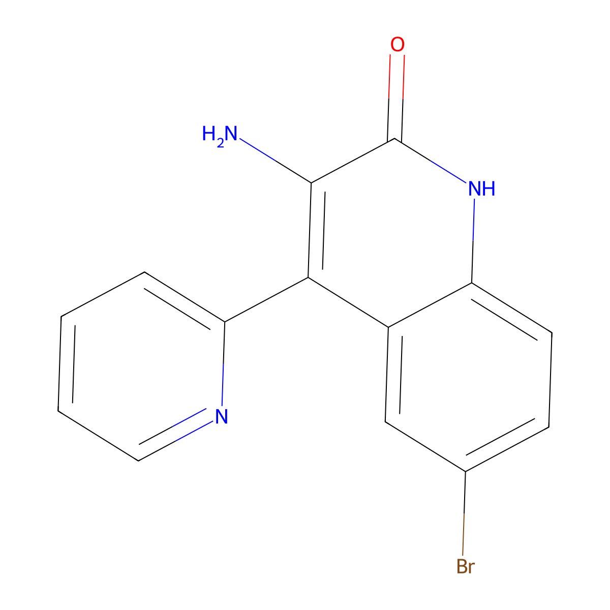 3-Amino-6-bromo-4-(pyridin-2-yl)quinolin-2(1H)-one molecular structure, CAS 77616-97-8