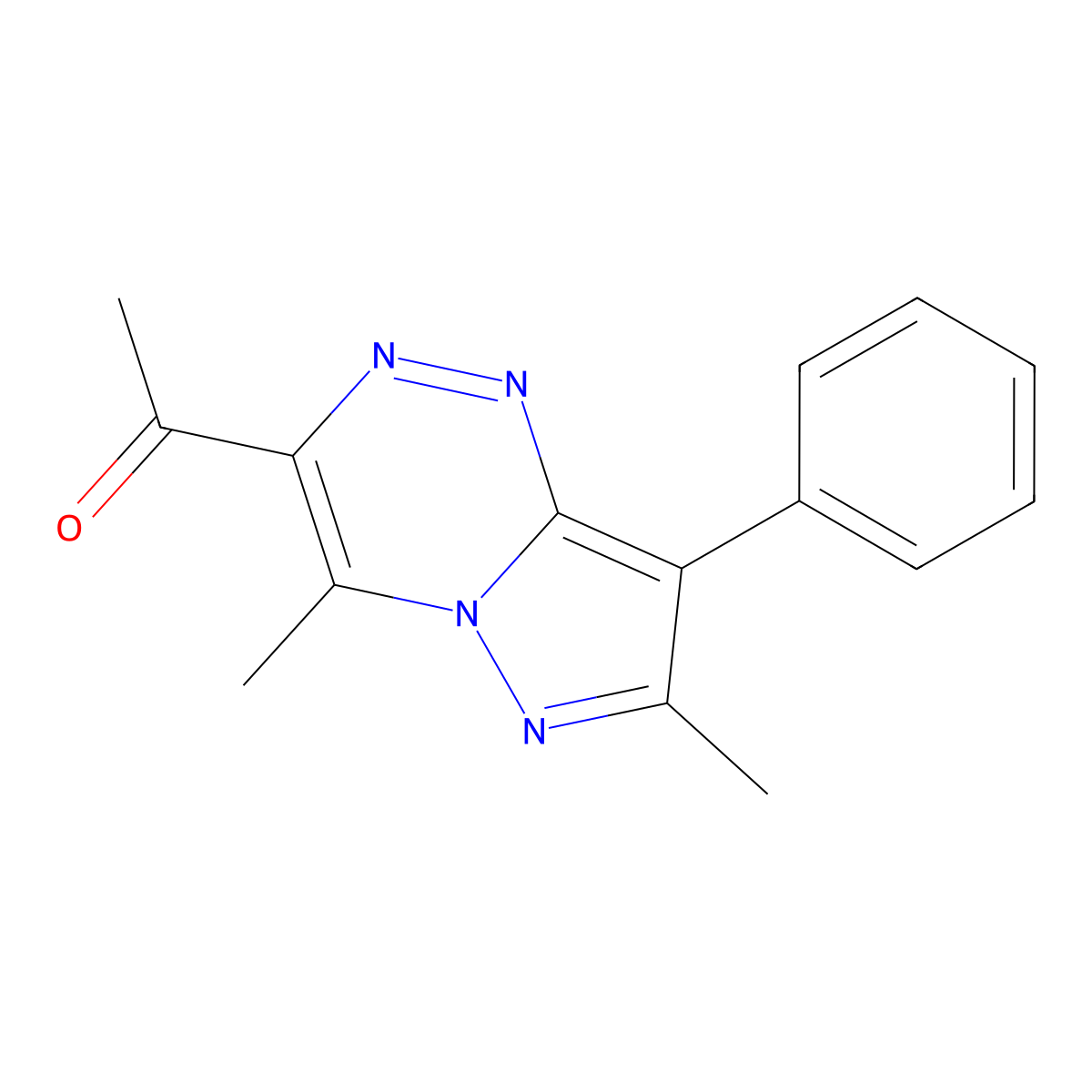 1-(4,7-Dimethyl-8-phenylpyrazolo[5,1-c][1,2,4]triazin-3-yl)ethanone molecular structure, CAS 77619-73-9