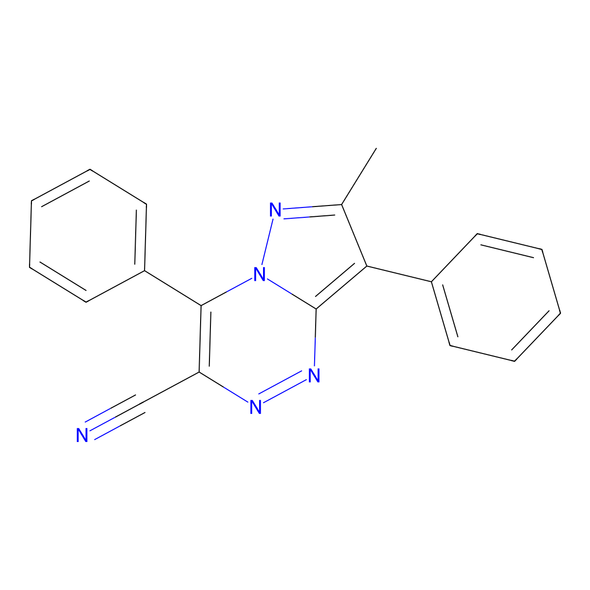 7-Methyl-4,8-diphenylpyrazolo[5,1-c][1,2,4]triazine-3-carbonitrile molecular structure, CAS 77619-74-0