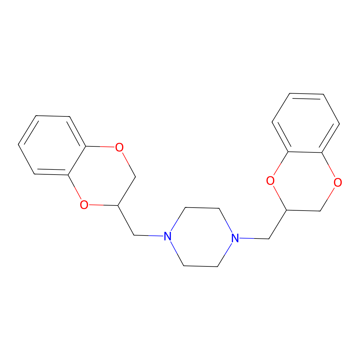 1,4-Bis((2,3-dihydro-1,4-benzodioxin-2-yl)methyl)piperazine molecular structure, CAS 7762-32-5